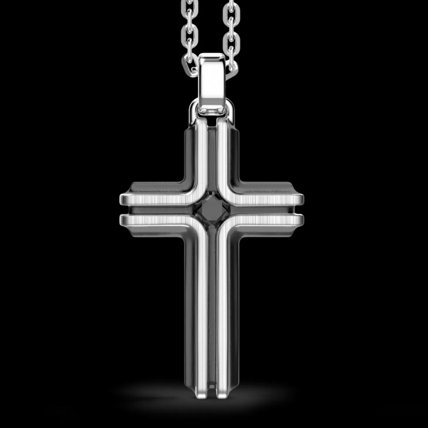 Zancan Gioielli Collana Zancan In Argento Con Pendente A Croce E Pietra Nera.> Collane