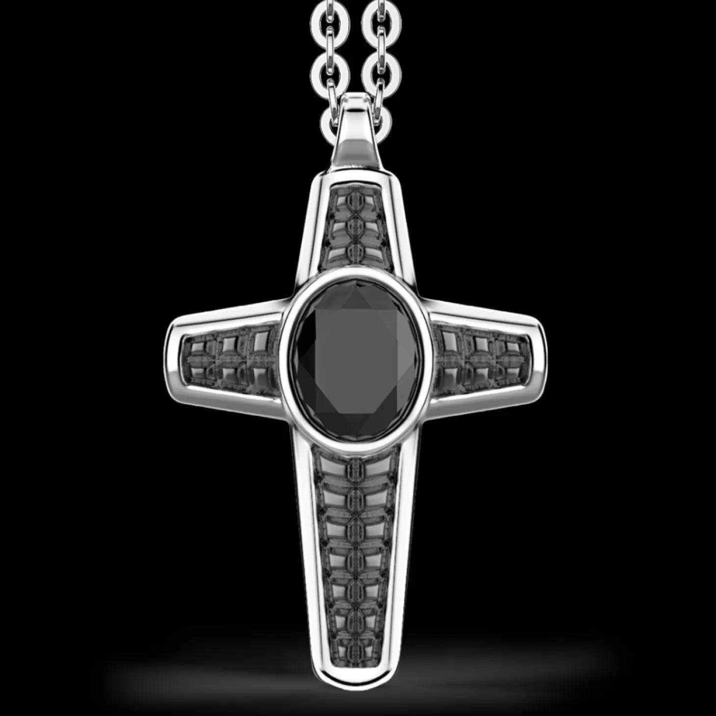 Zancan Gioielli Collana Zancan In Argento Con Pendente A Croce E Pietra Nera.> Collane