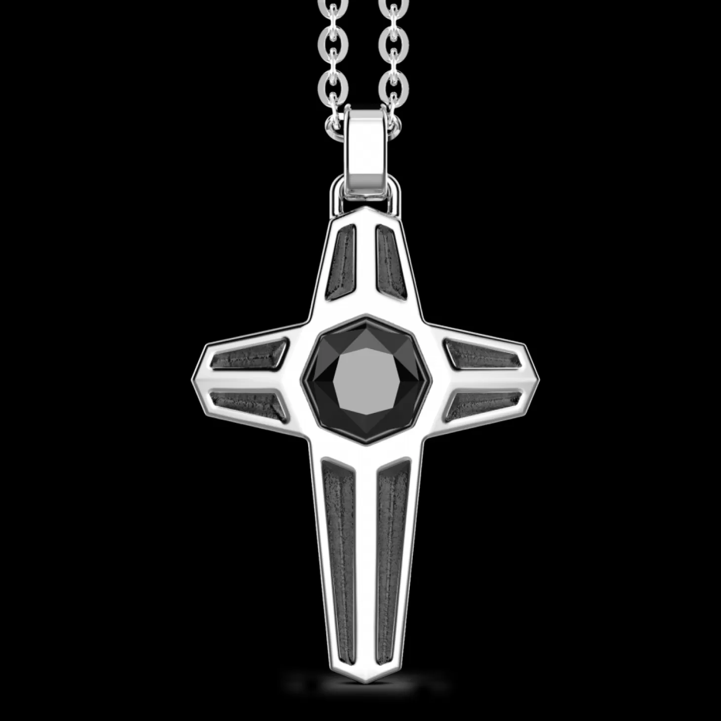 Zancan Gioielli Collana Zancan In Argento Con Pendente A Croce E Pietra Nera.> Collane