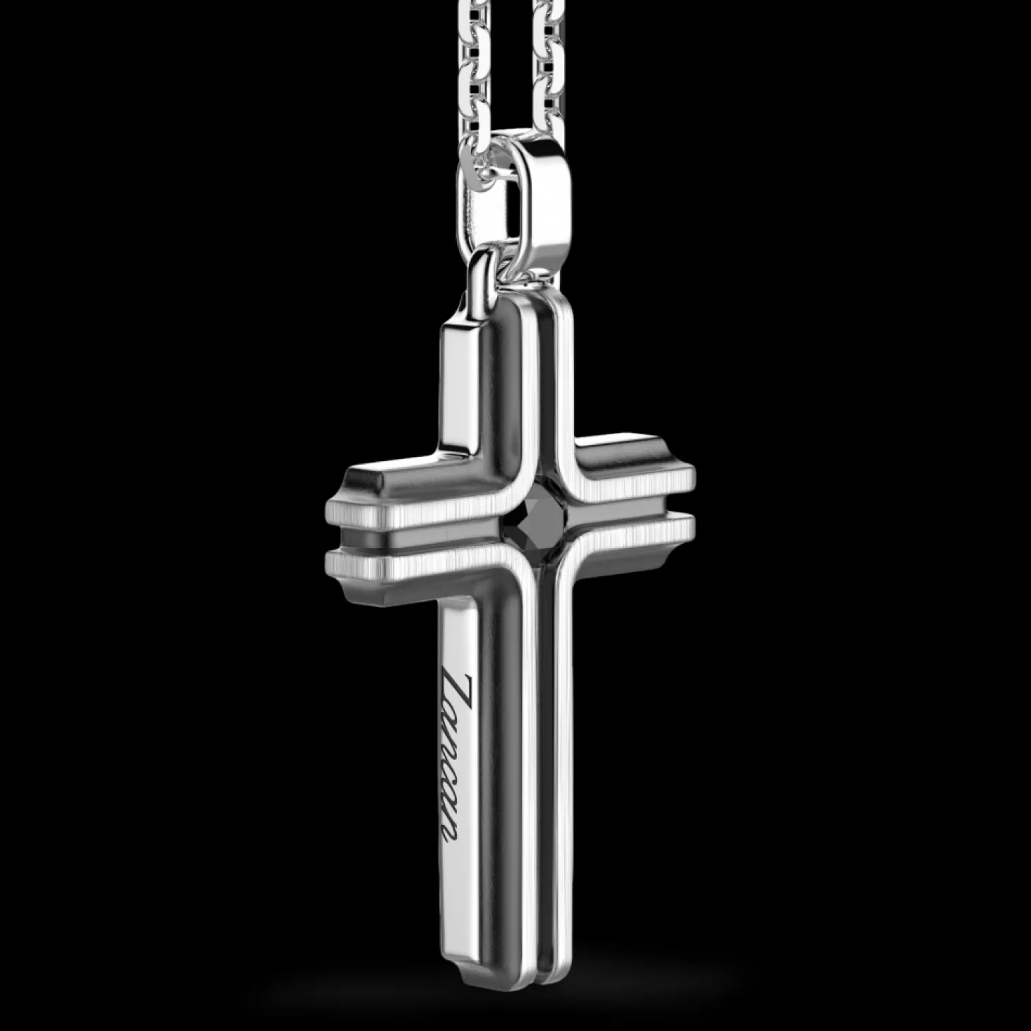 Zancan Gioielli Collana Zancan In Argento Con Pendente A Croce E Pietra Nera.> Collane