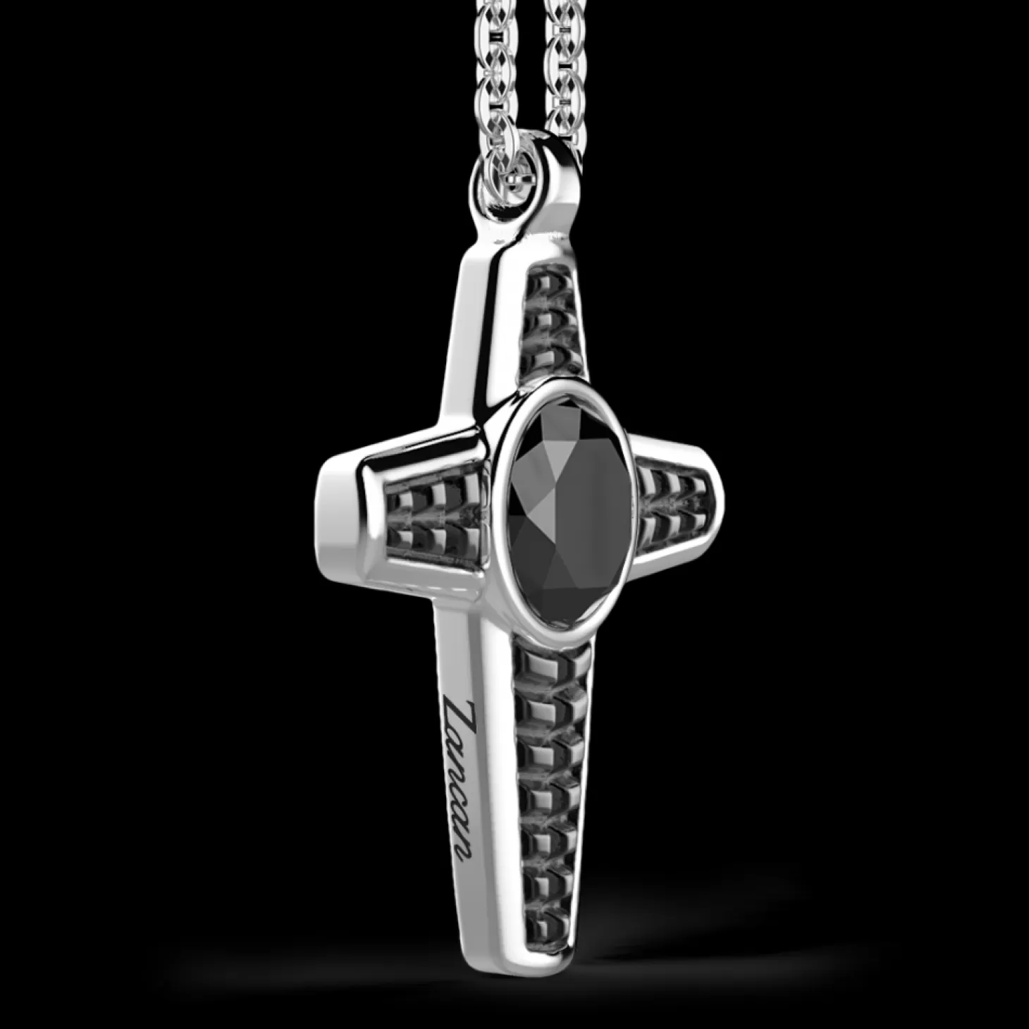 Zancan Gioielli Collana Zancan In Argento Con Pendente A Croce E Pietra Nera.> Collane