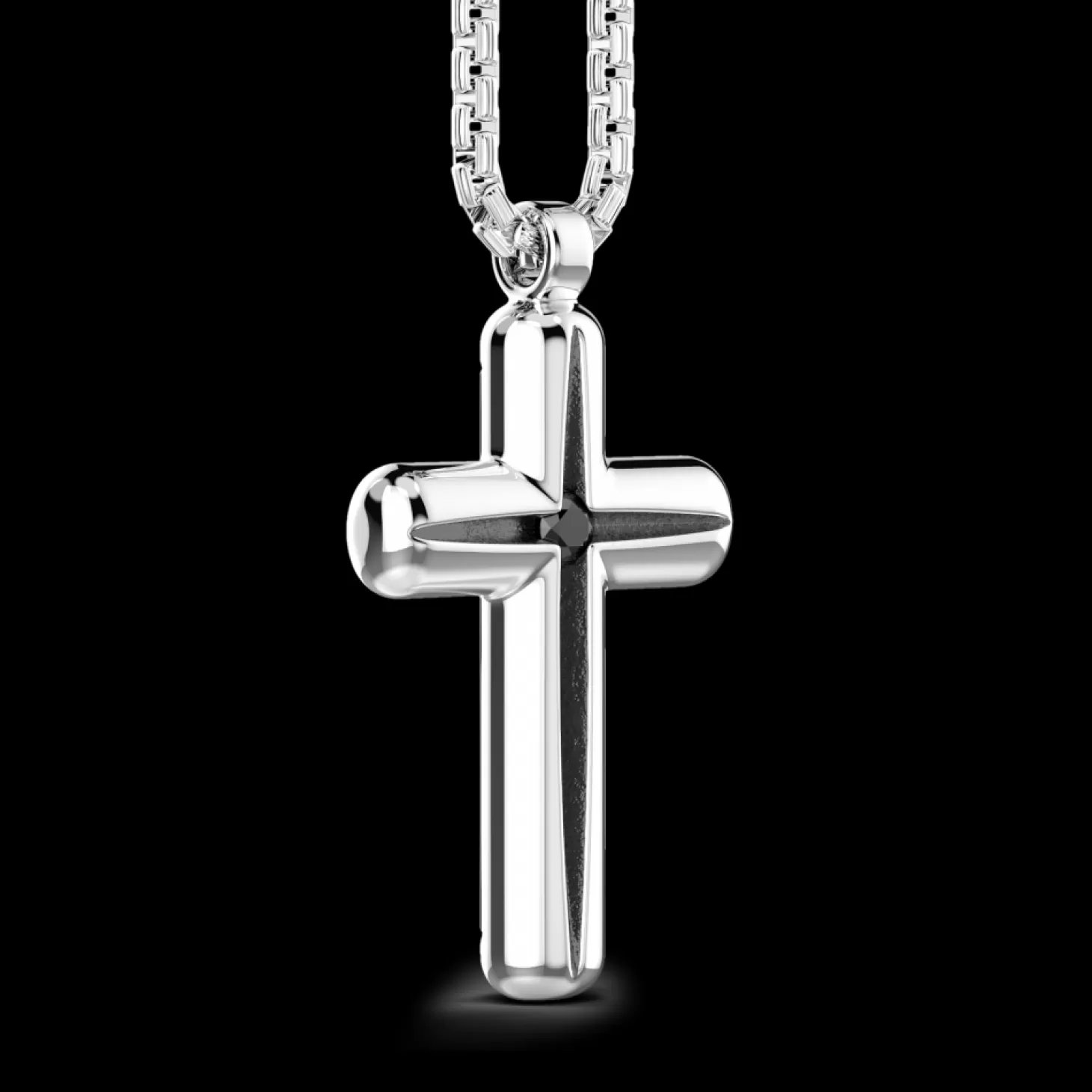 Zancan Gioielli Collana Zancan In Argento Con Pendente A Croce E Pietra Nera.> Collane