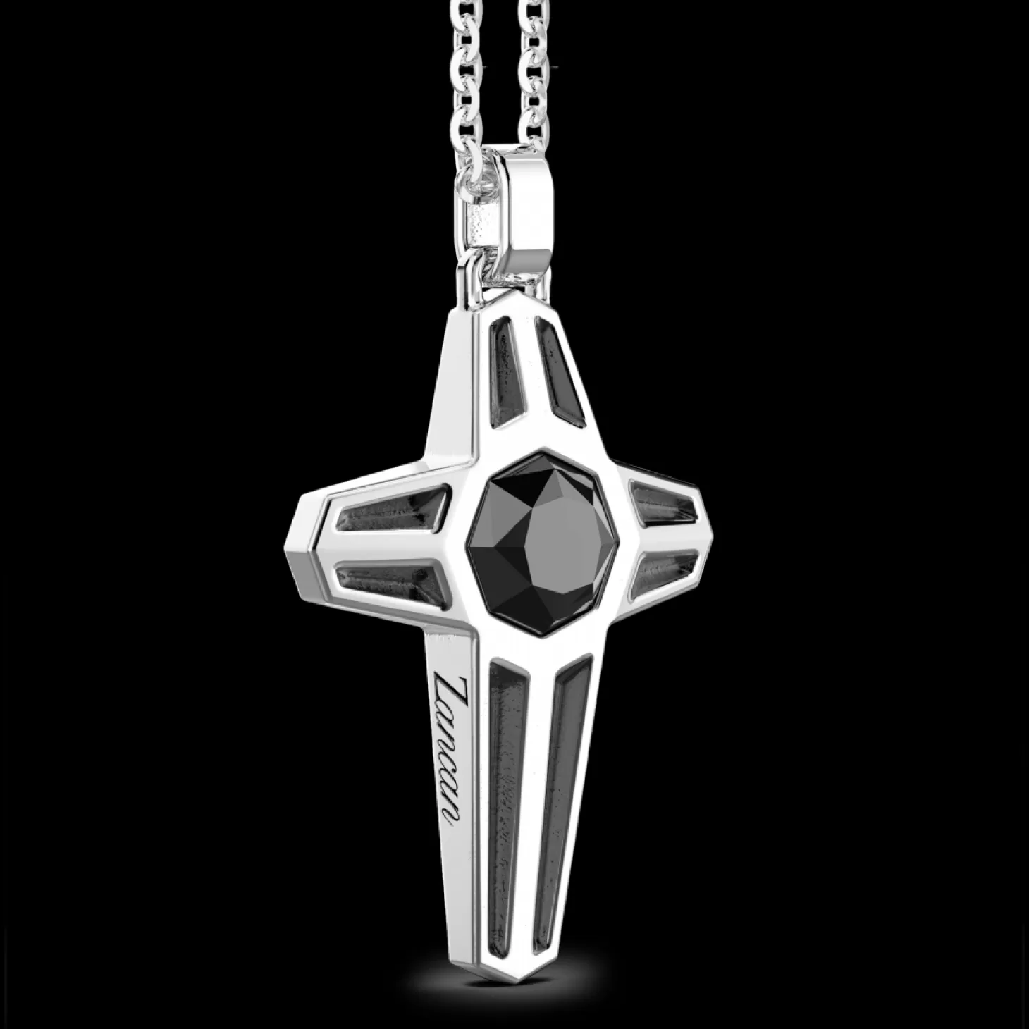 Zancan Gioielli Collana Zancan In Argento Con Pendente A Croce E Pietra Nera.> Collane