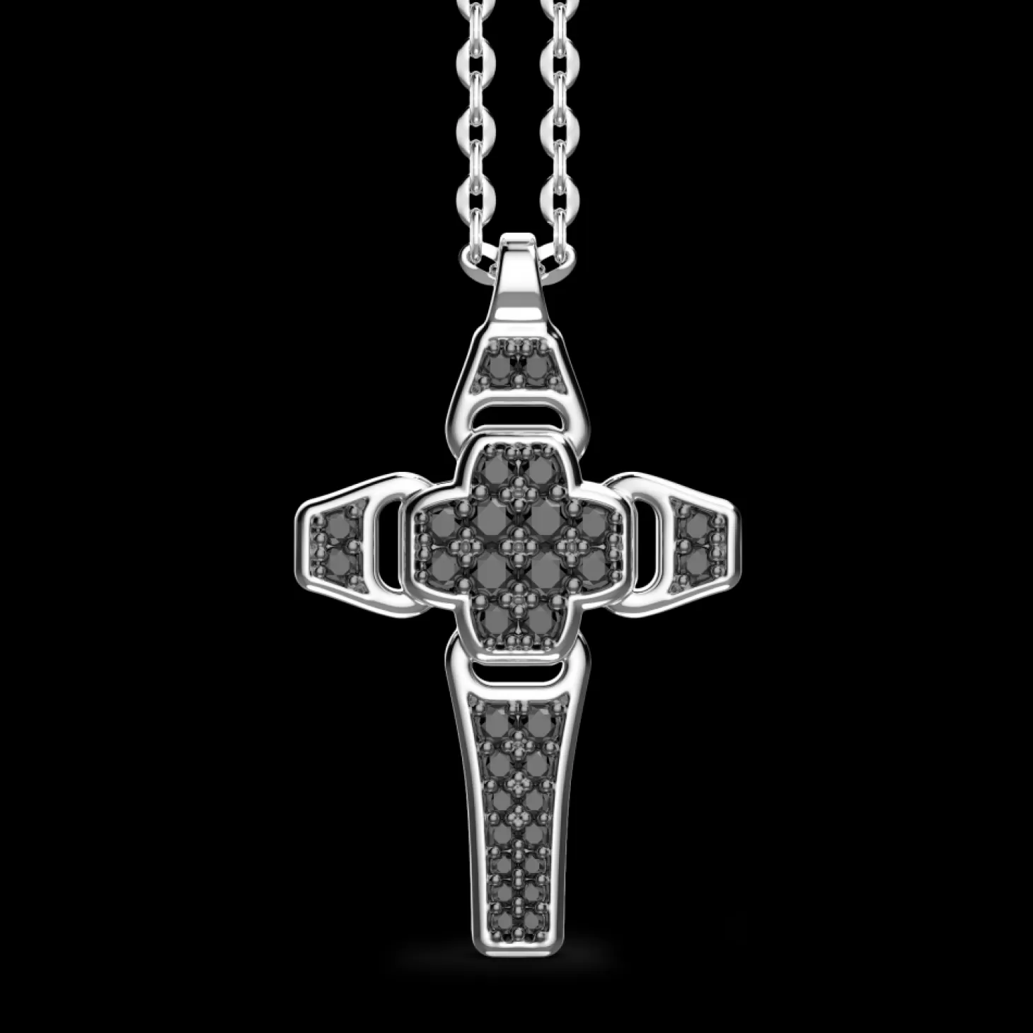 Zancan Gioielli Collana Zancan In Argento Con Pendente A Croce E Pietre Nere.> Collane