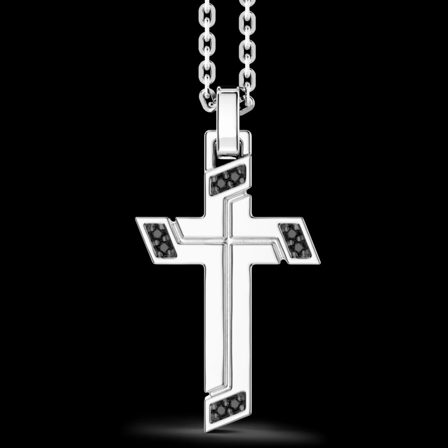 Zancan Gioielli Collana Zancan In Argento Con Pendente A Croce E Pietre Nere.> Collane