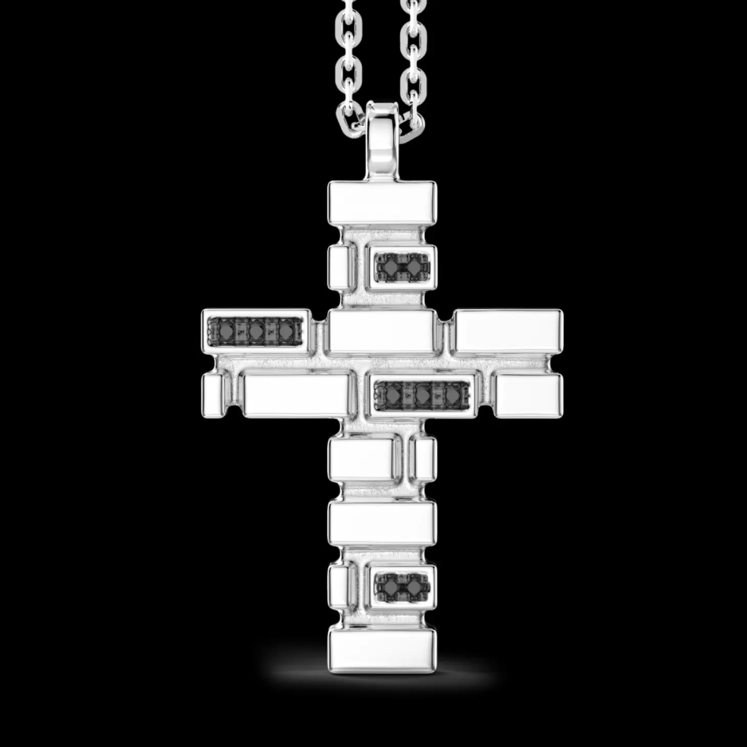 Zancan Gioielli Collana Zancan In Argento Con Pendente A Croce E Pietre Nere.> Collane