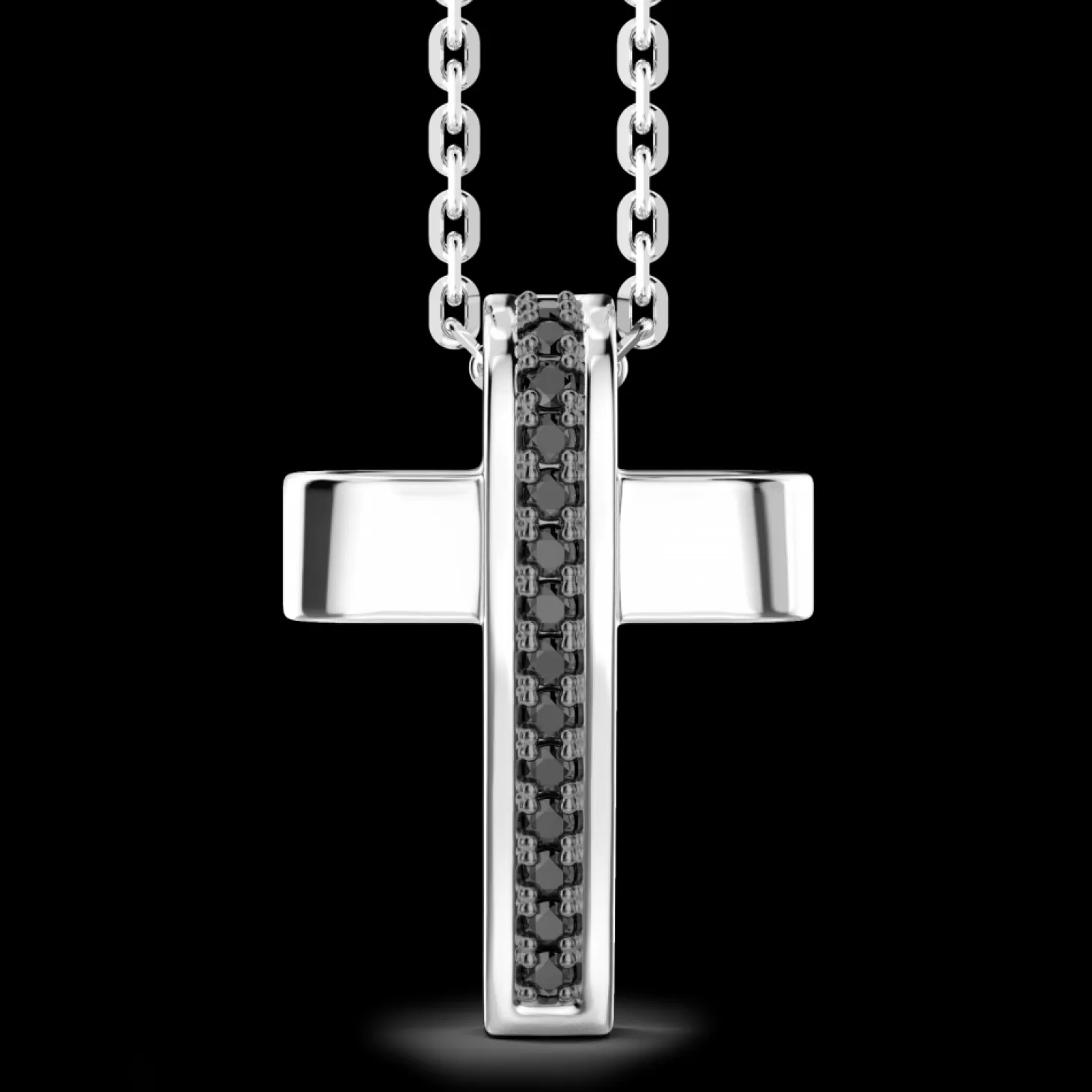 Zancan Gioielli Collana Zancan In Argento Con Pendente A Croce E Pietre Nere.> Collane