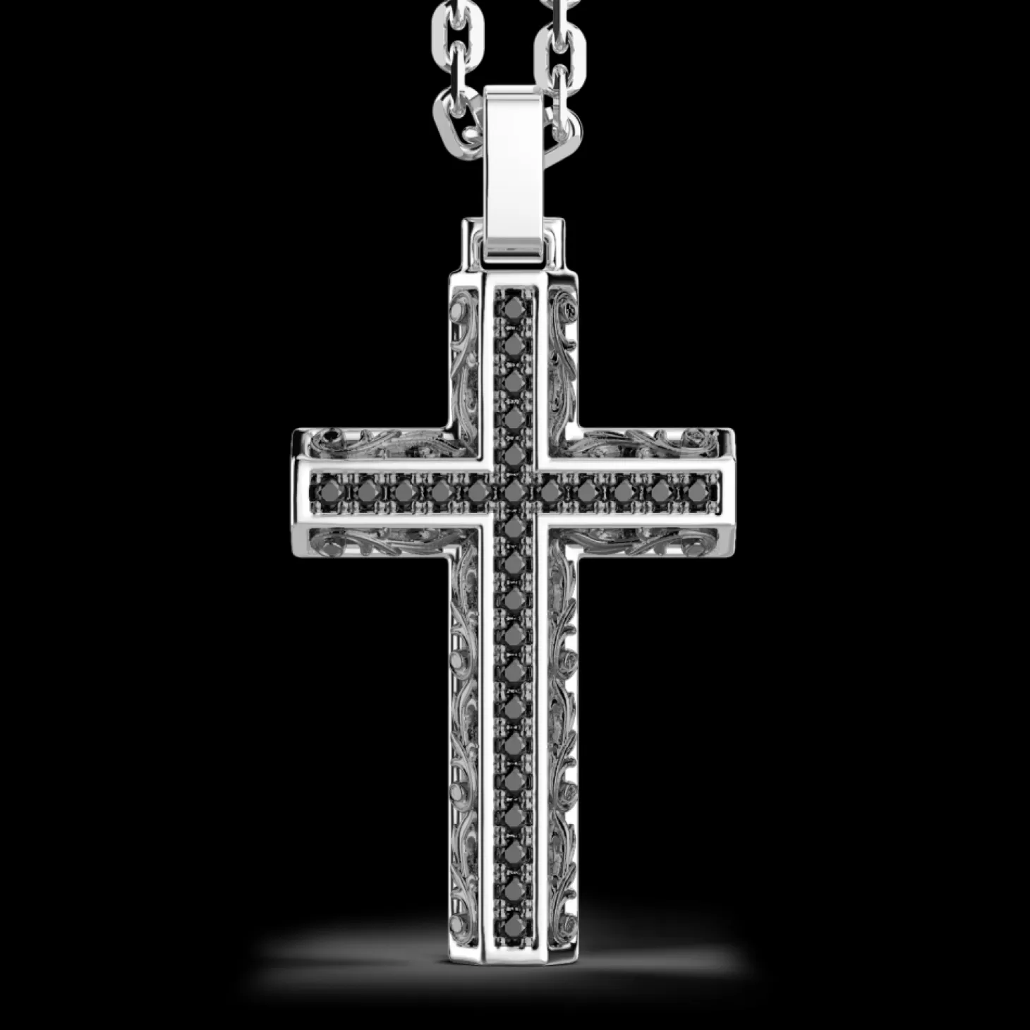 Zancan Gioielli Collana Zancan In Argento Con Pendente A Croce E Pietre Nere.> Collane