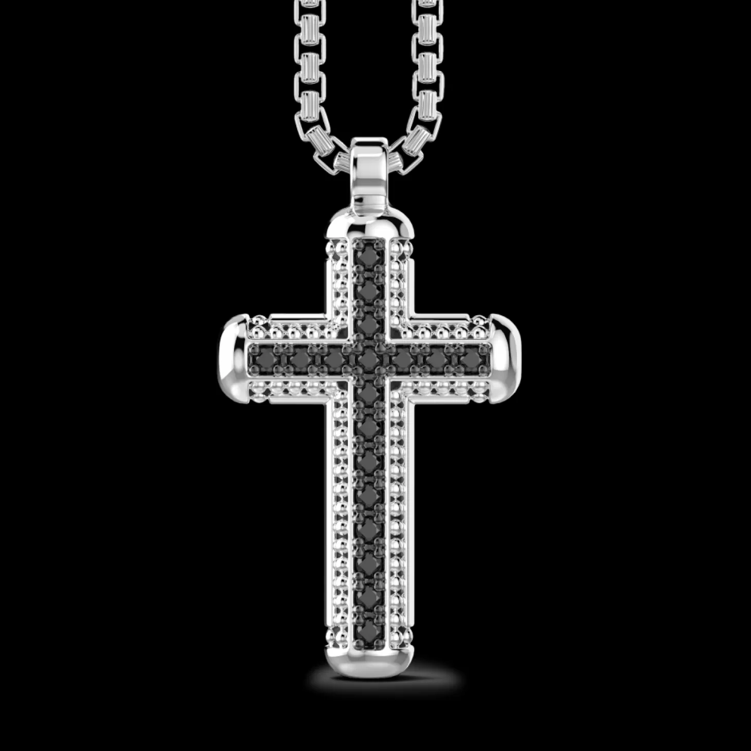 Zancan Gioielli Collana Zancan In Argento Con Pendente A Croce E Pietre Nere.> Collane