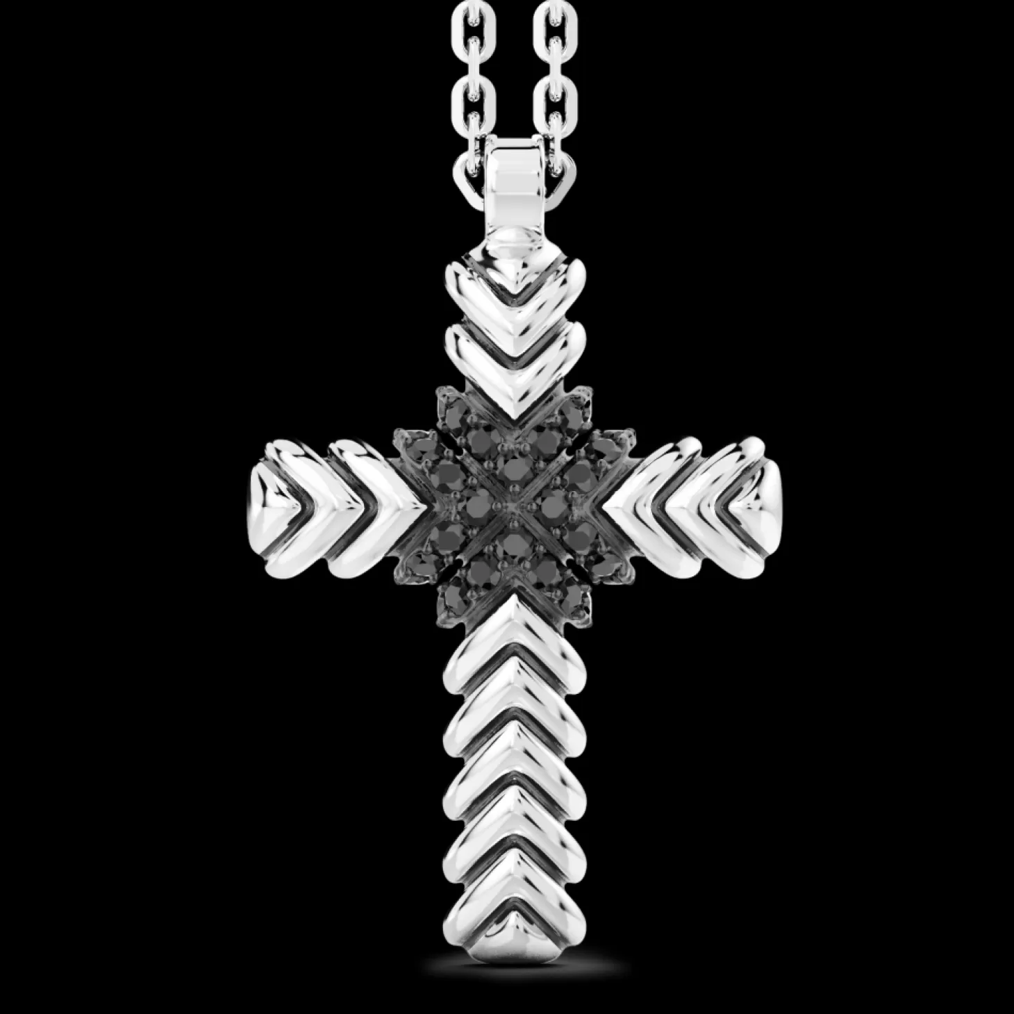 Zancan Gioielli Collana Zancan In Argento Con Pendente A Croce E Pietre Nere.> Collane