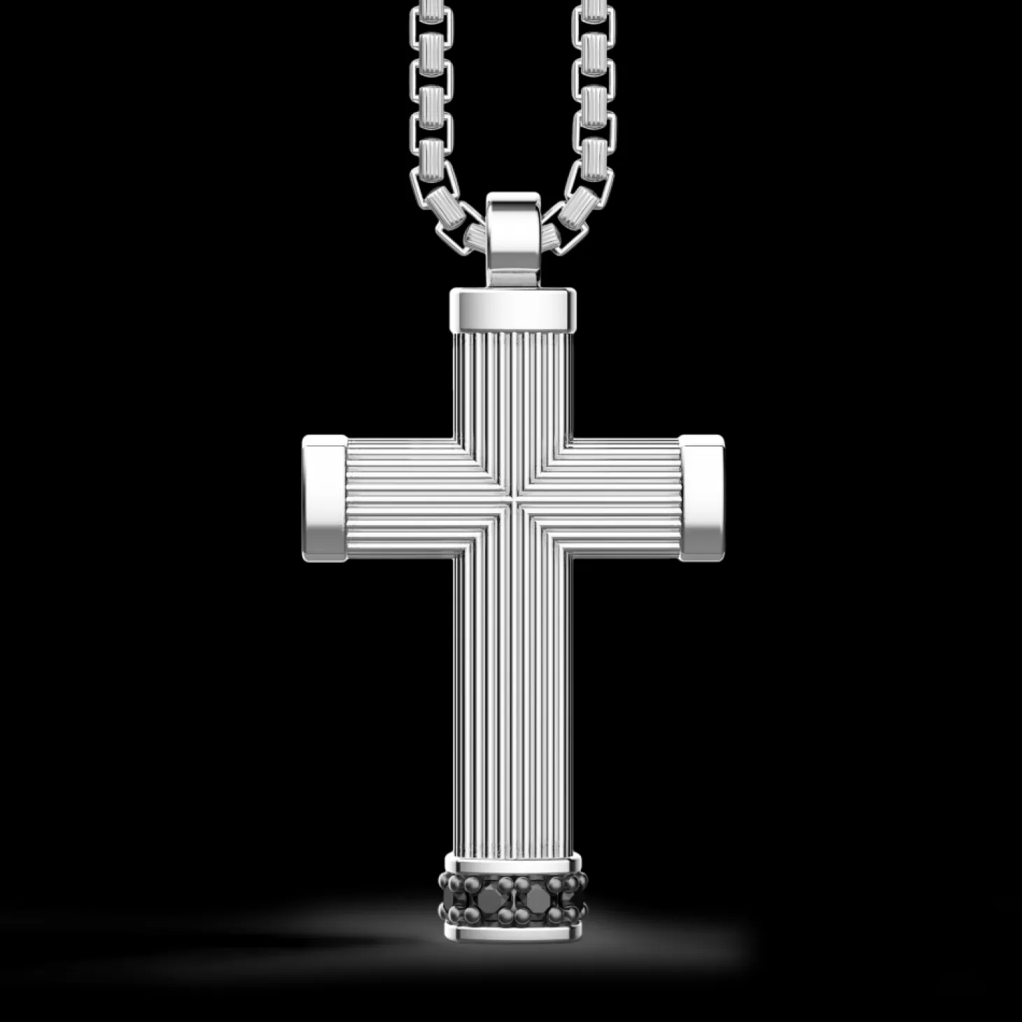 Zancan Gioielli Collana Zancan In Argento Con Pendente A Croce E Pietre Nere.> Collane