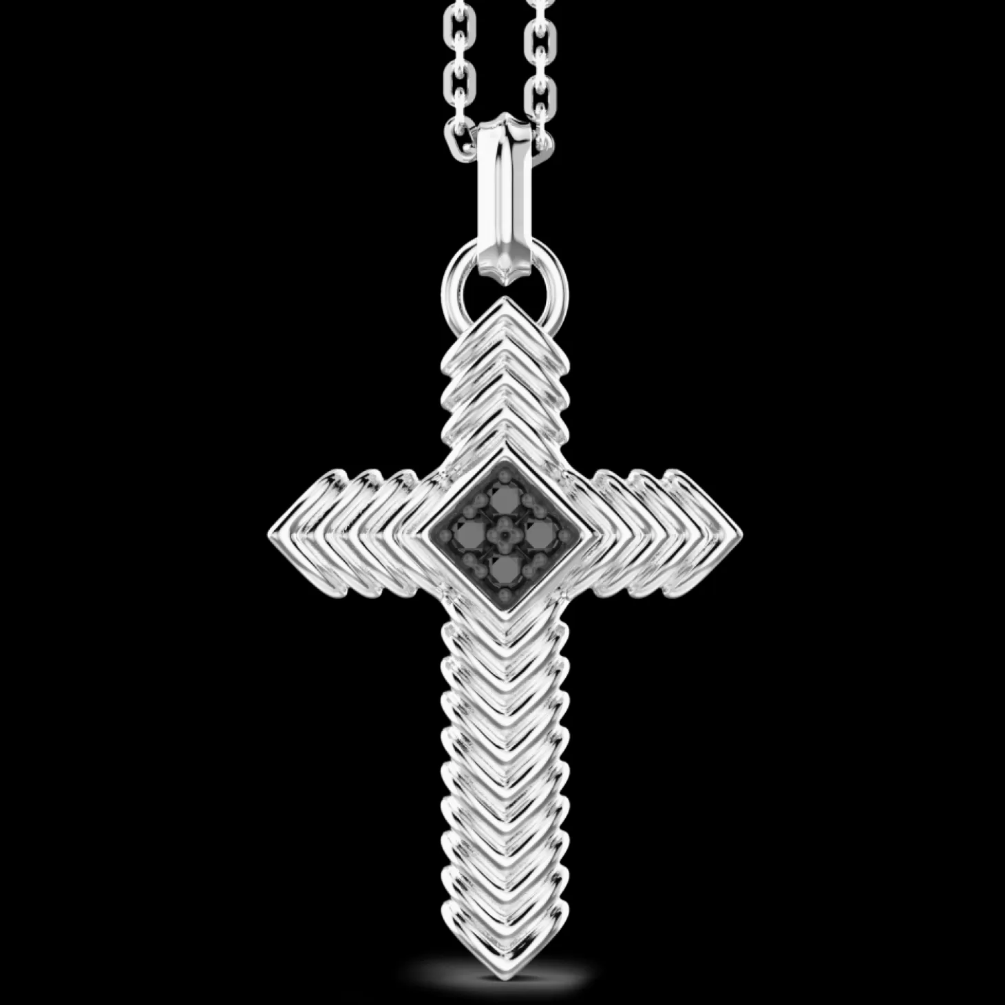 Zancan Gioielli Collana Zancan In Argento Con Pendente A Croce E Pietre Nere.> Collane