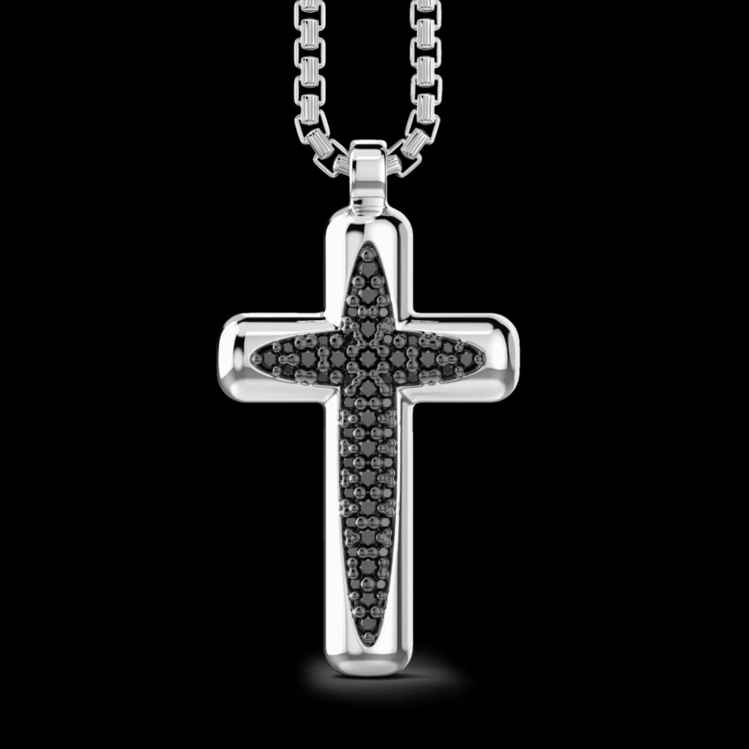 Zancan Gioielli Collana Zancan In Argento Con Pendente A Croce E Pietre Nere.> Collane