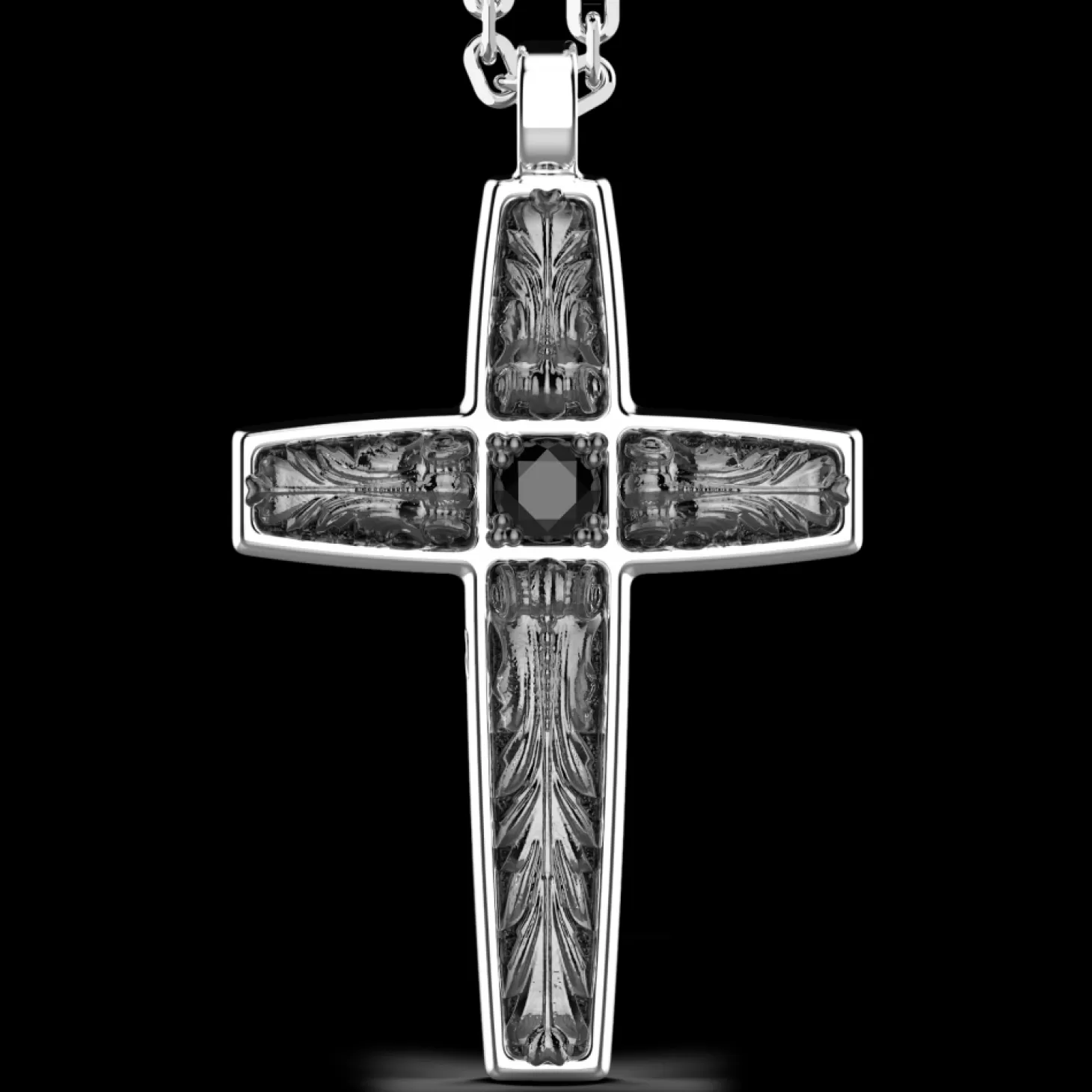 Zancan Gioielli Collana Zancan In Argento Con Pendente A Croce E Pietre Nere.> Collane