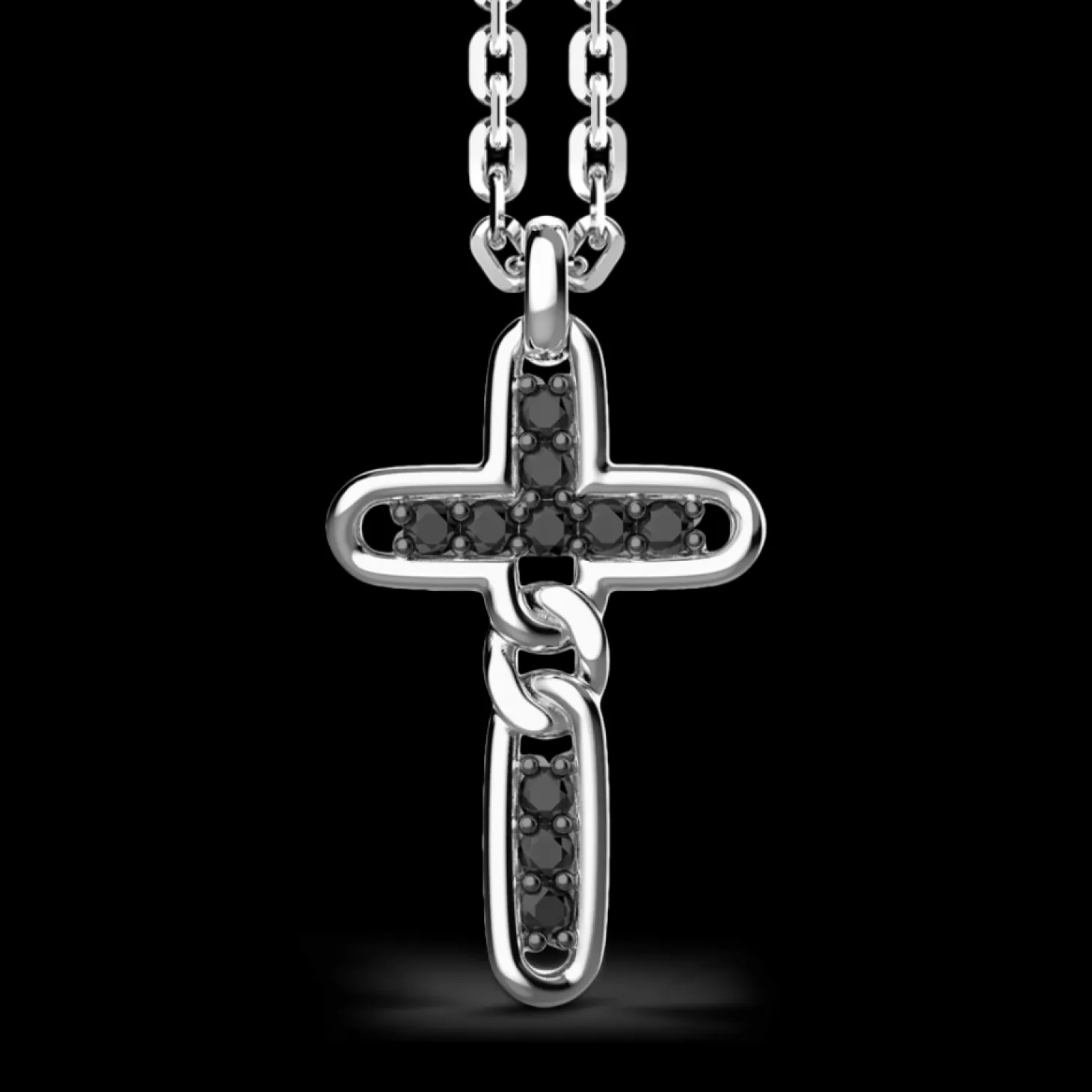 Zancan Gioielli Collana Zancan In Argento Con Pendente A Croce E Pietre Nere.> Collane