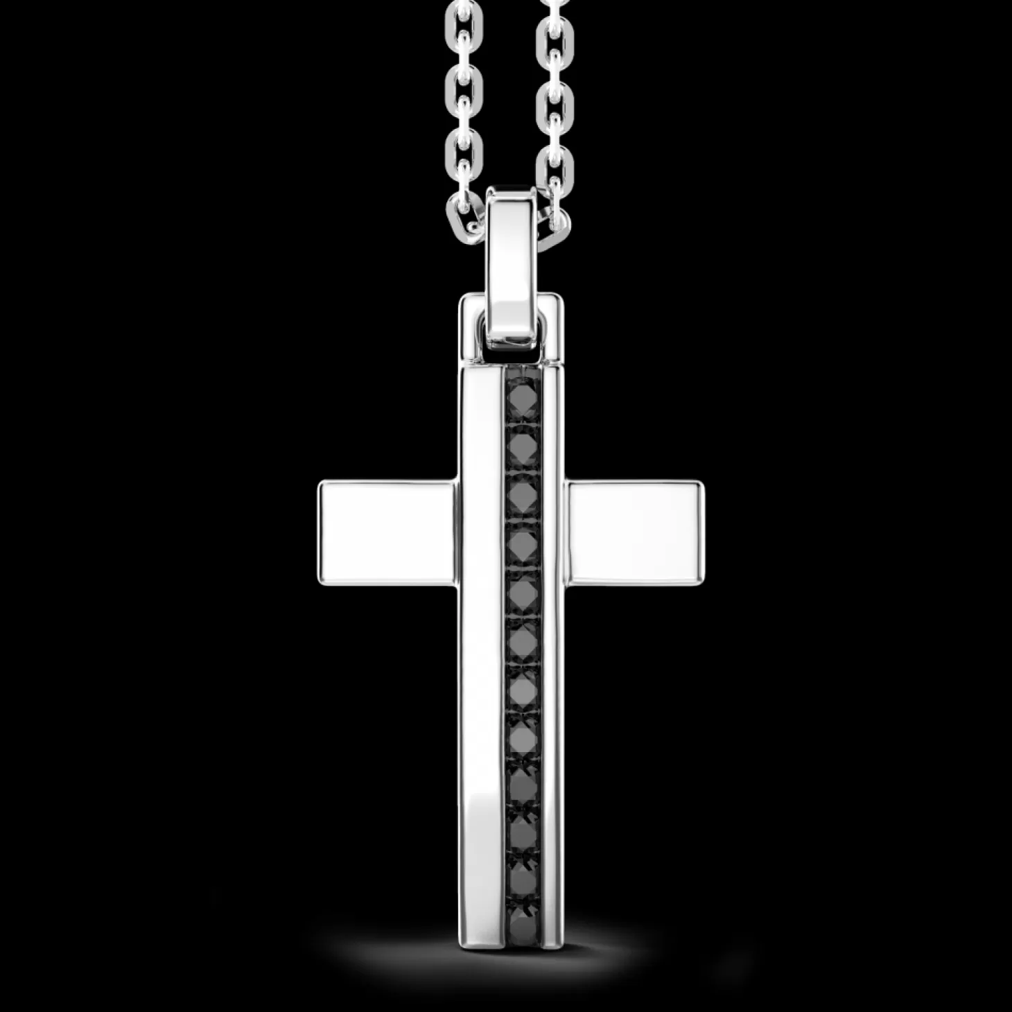 Zancan Gioielli Collana Zancan In Argento Con Pendente A Croce E Pietre Nere.> Collane