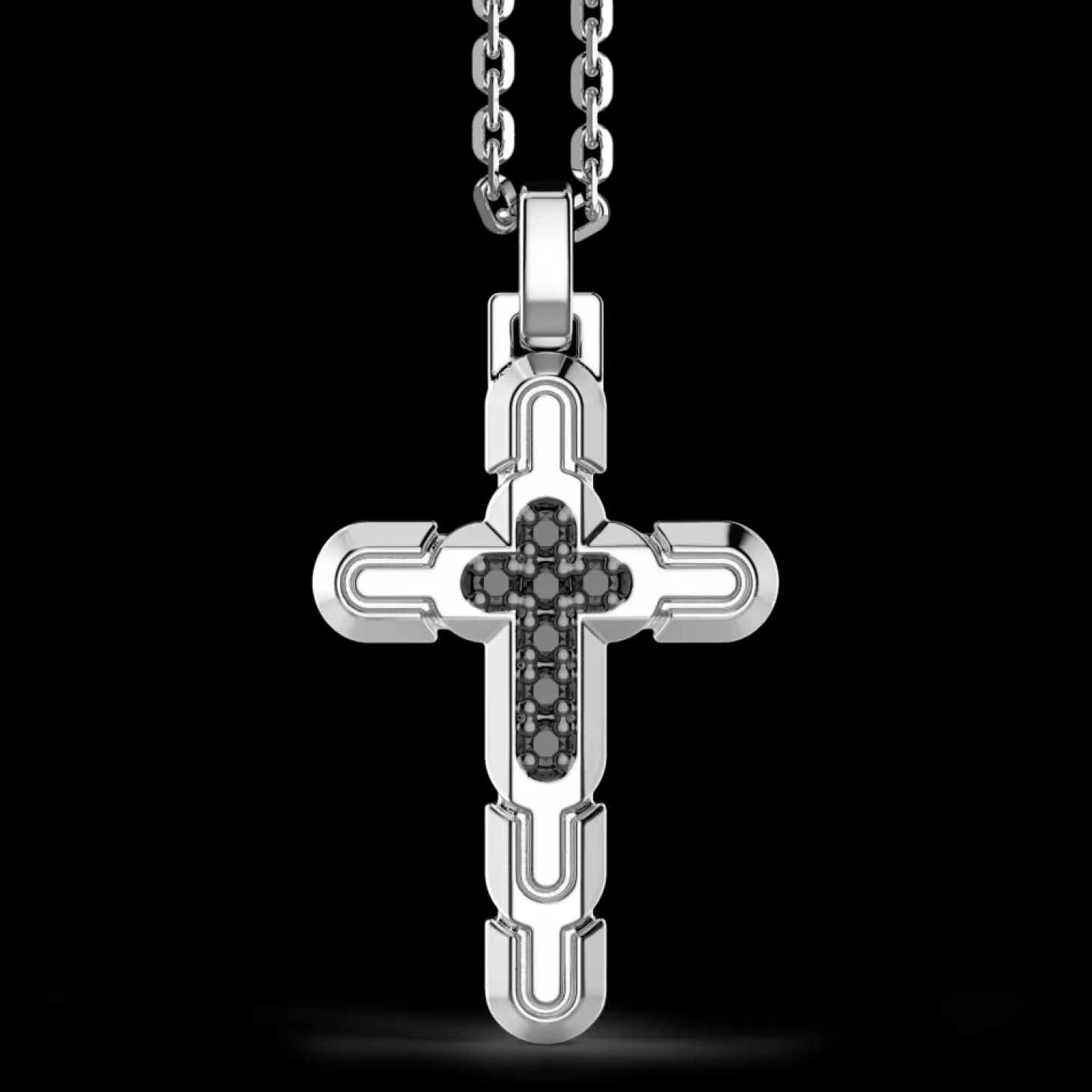 Zancan Gioielli Collana Zancan In Argento Con Pendente A Croce E Pietre Nere.> Collane
