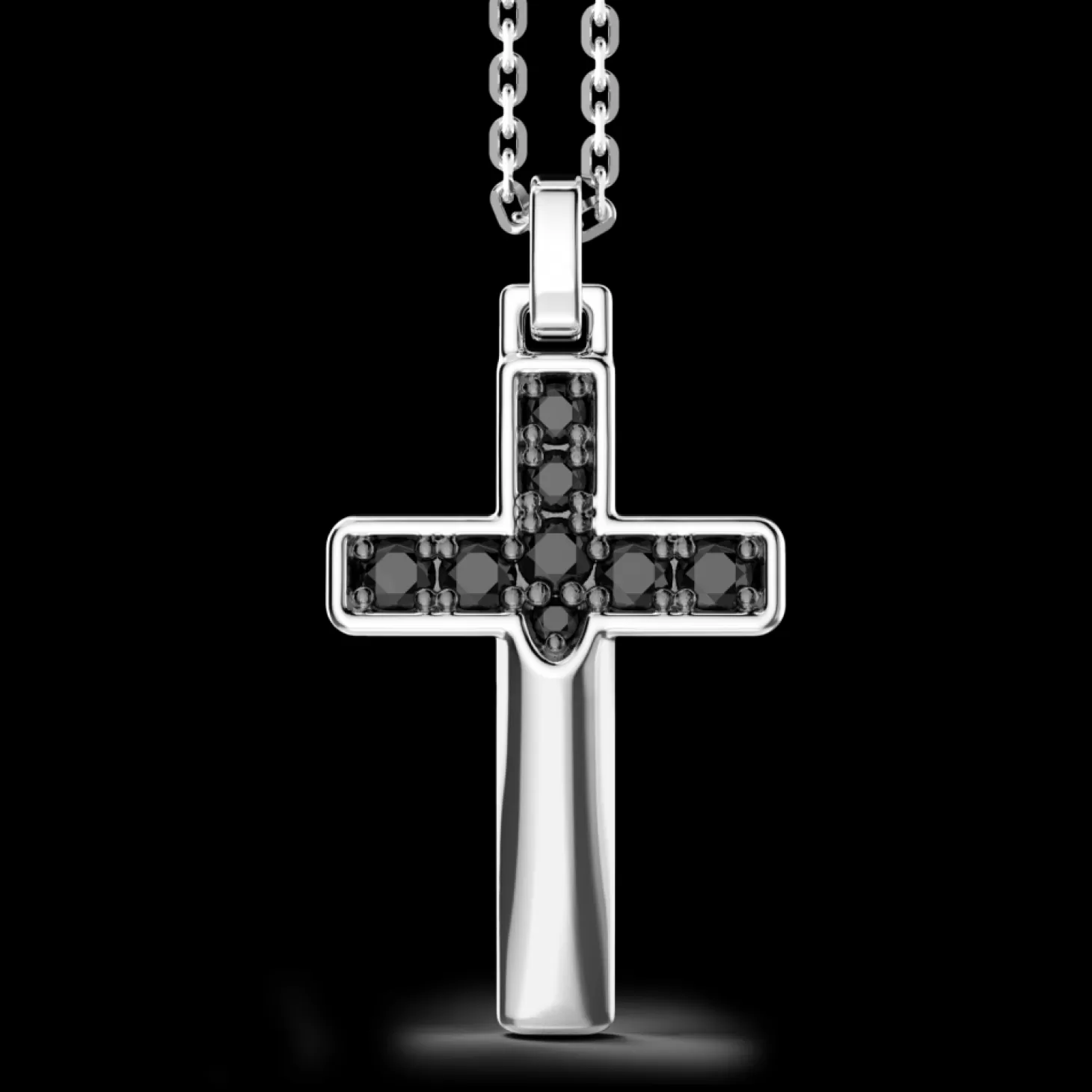Zancan Gioielli Collana Zancan In Argento Con Pendente A Croce E Pietre Nere.> Collane