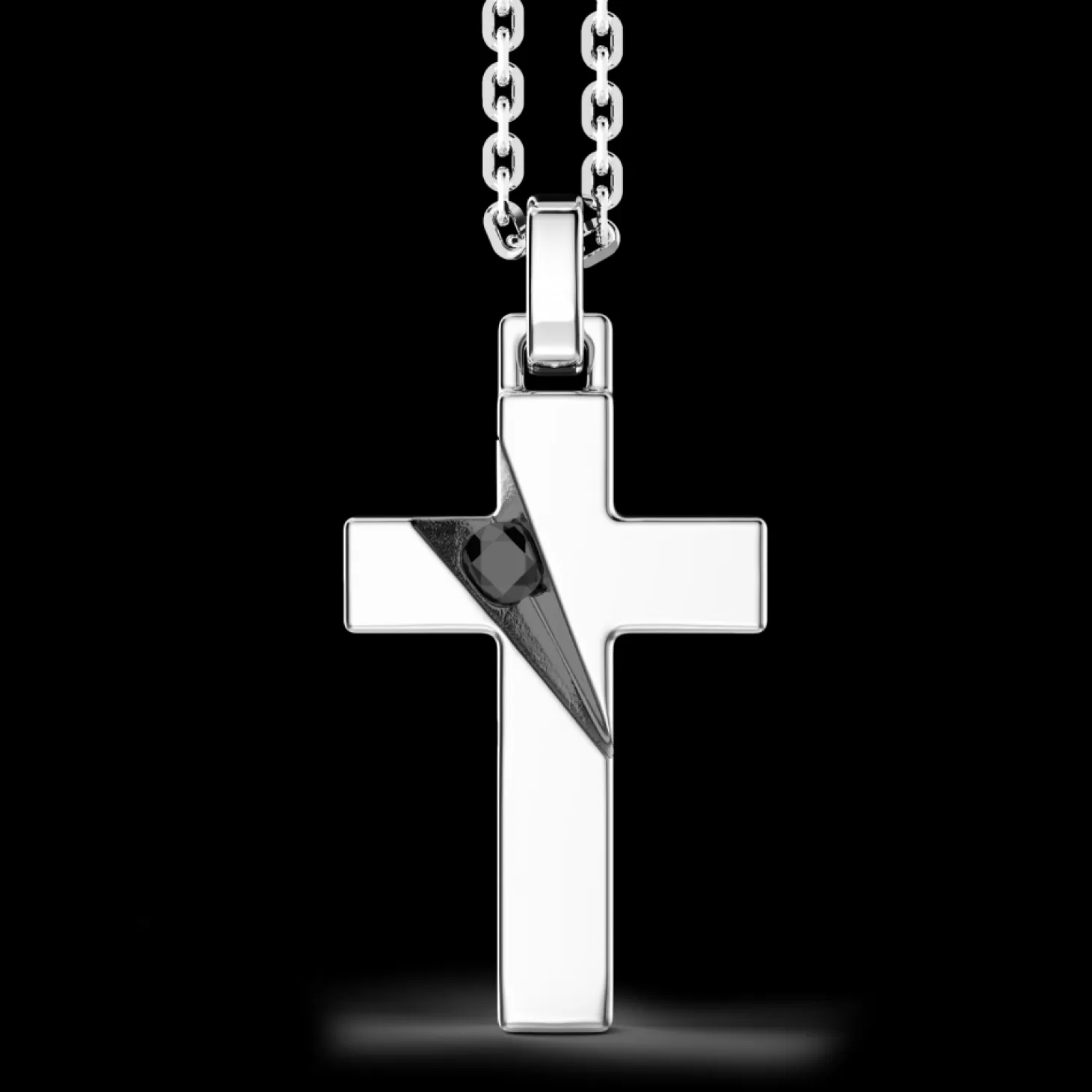 Zancan Gioielli Collana Zancan In Argento Con Pendente A Croce E Pietre Nere.> Collane