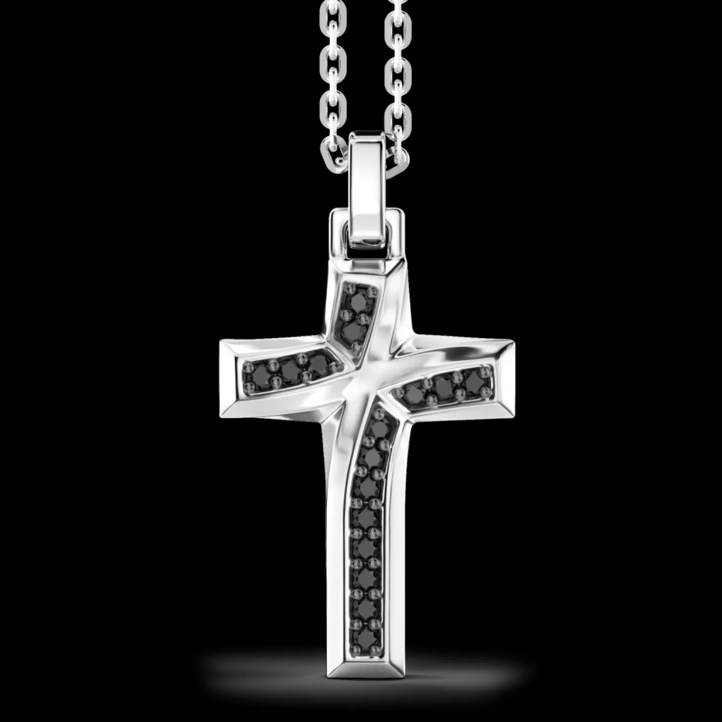 Zancan Gioielli Collana Zancan In Argento Con Pendente A Croce E Pietre Nere.> Collane