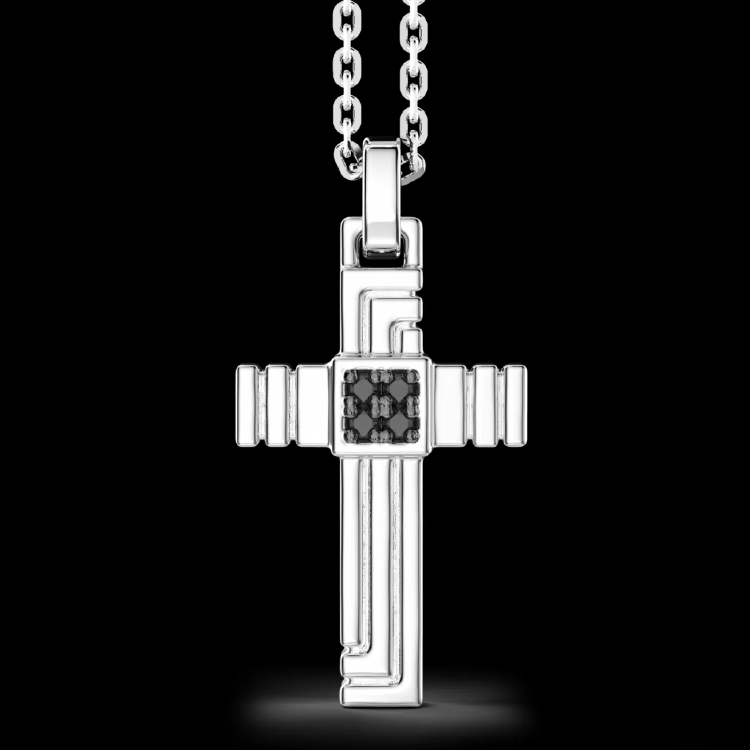 Zancan Gioielli Collana Zancan In Argento Con Pendente A Croce E Pietre Nere.> Collane