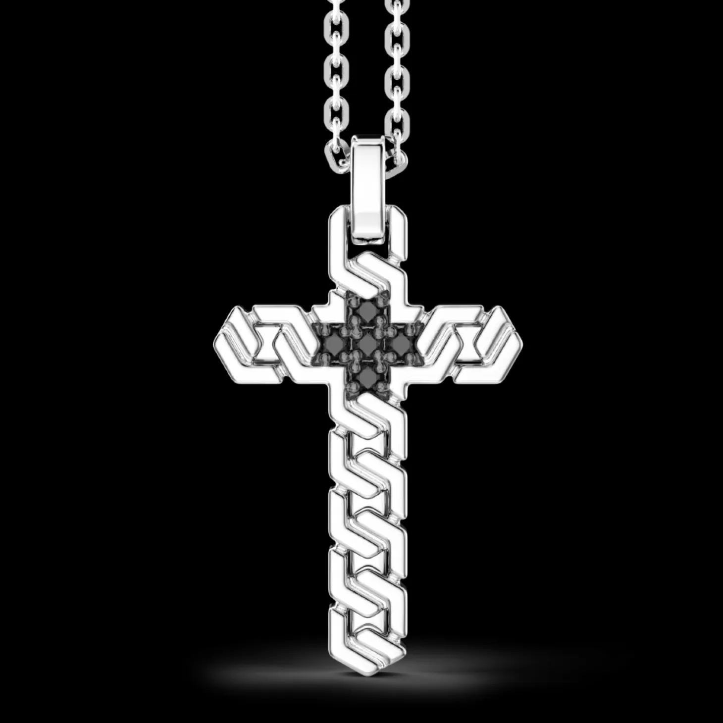 Zancan Gioielli Collana Zancan In Argento Con Pendente A Croce E Pietre Nere.> Collane