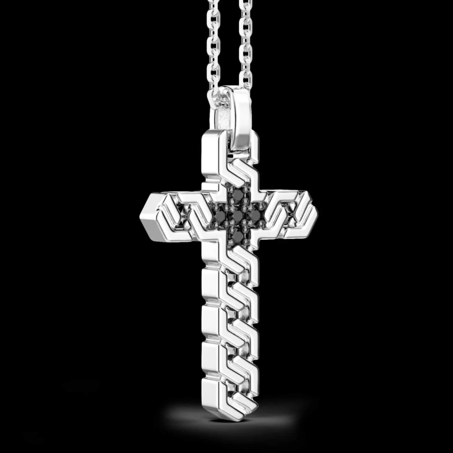 Zancan Gioielli Collana Zancan In Argento Con Pendente A Croce E Pietre Nere.> Collane