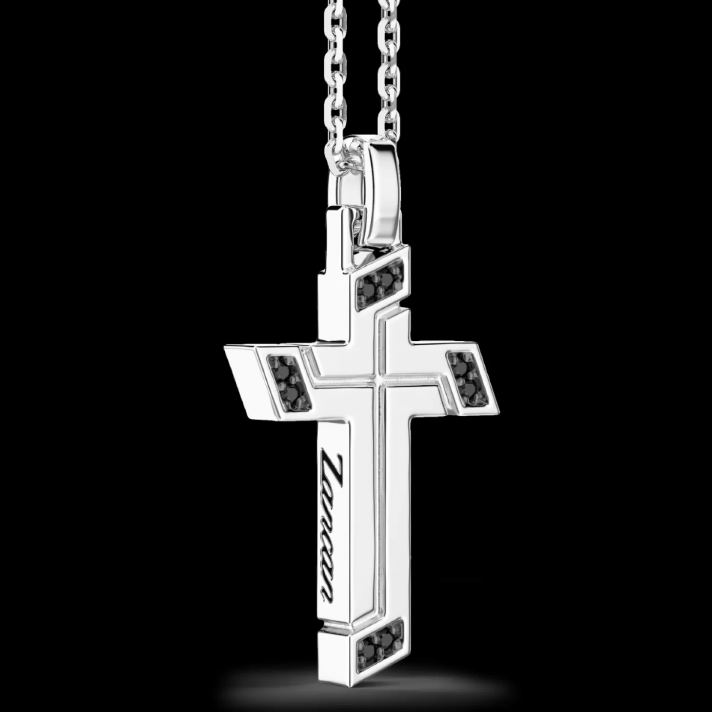 Zancan Gioielli Collana Zancan In Argento Con Pendente A Croce E Pietre Nere.> Collane
