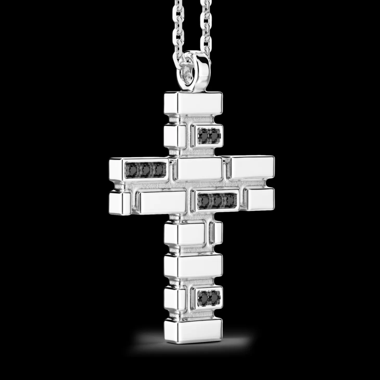 Zancan Gioielli Collana Zancan In Argento Con Pendente A Croce E Pietre Nere.> Collane