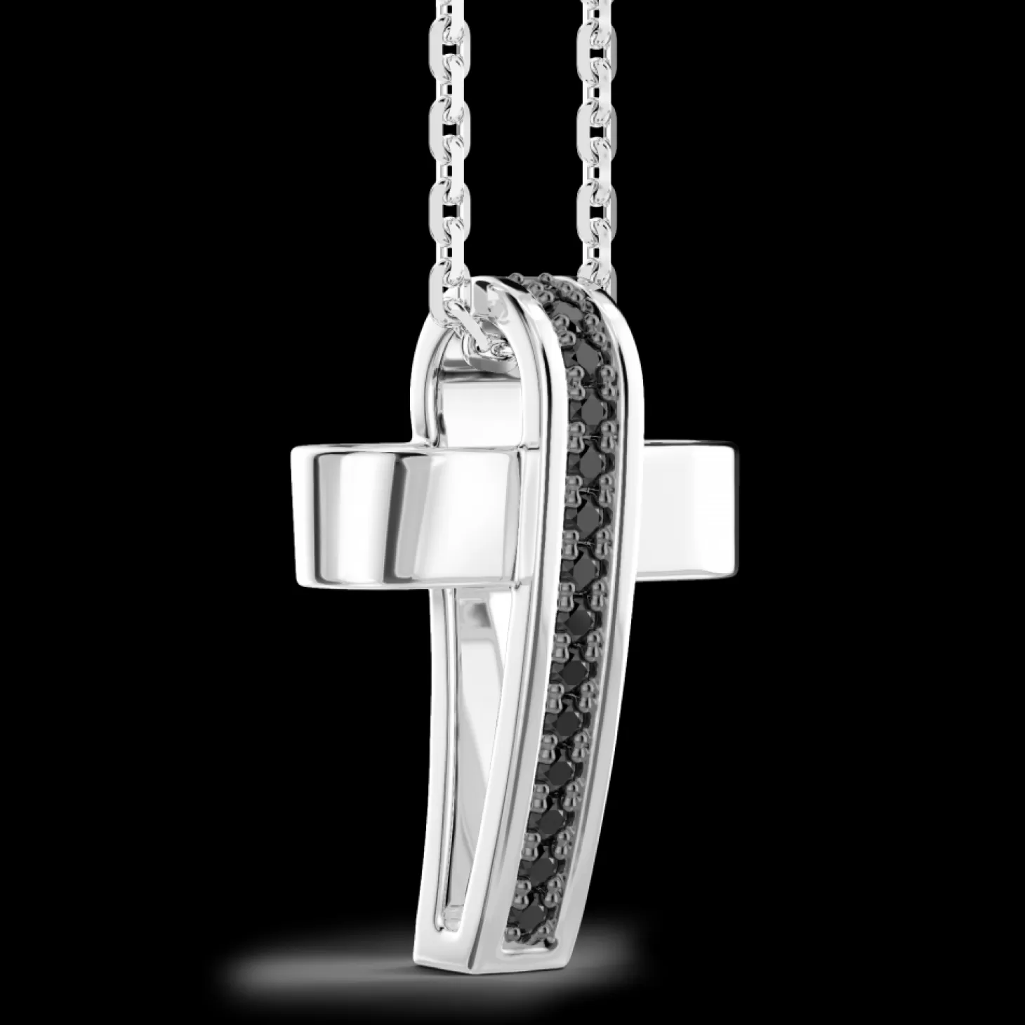 Zancan Gioielli Collana Zancan In Argento Con Pendente A Croce E Pietre Nere.> Collane
