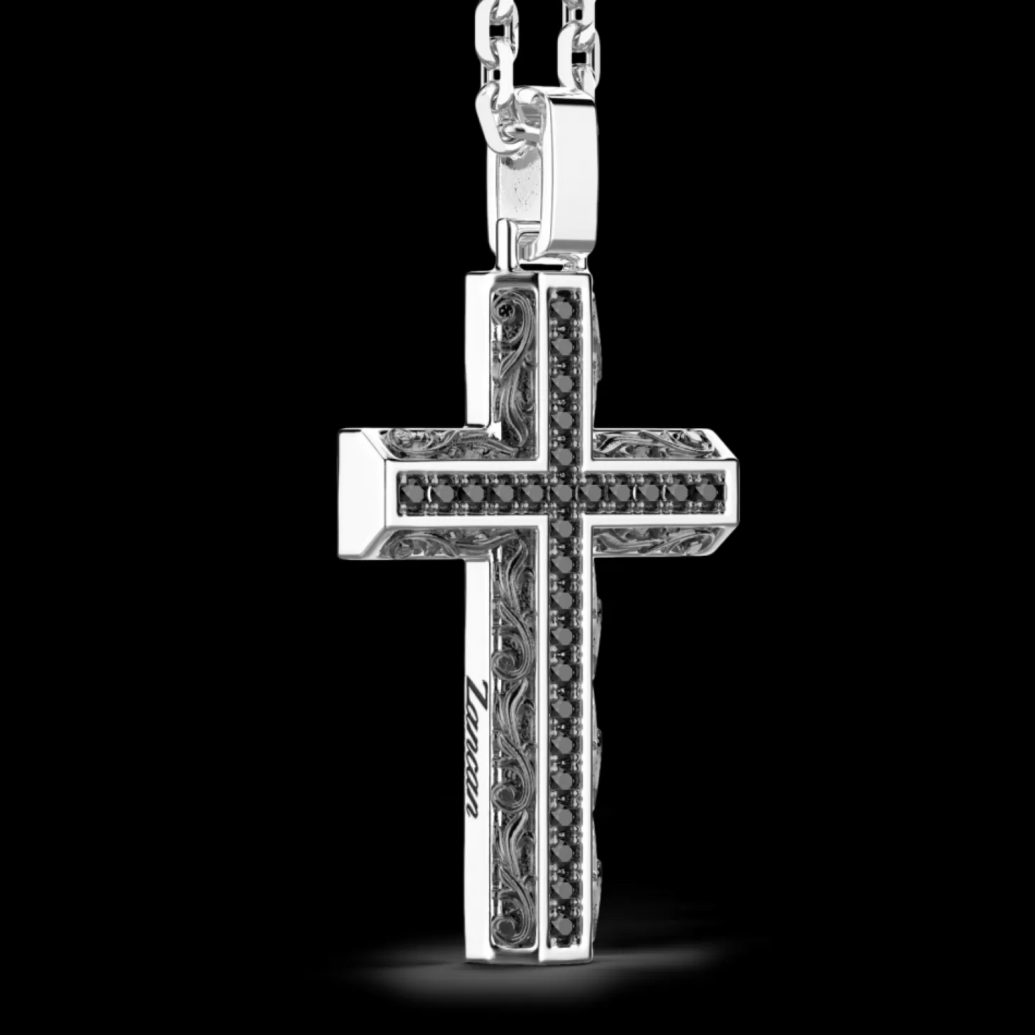 Zancan Gioielli Collana Zancan In Argento Con Pendente A Croce E Pietre Nere.> Collane