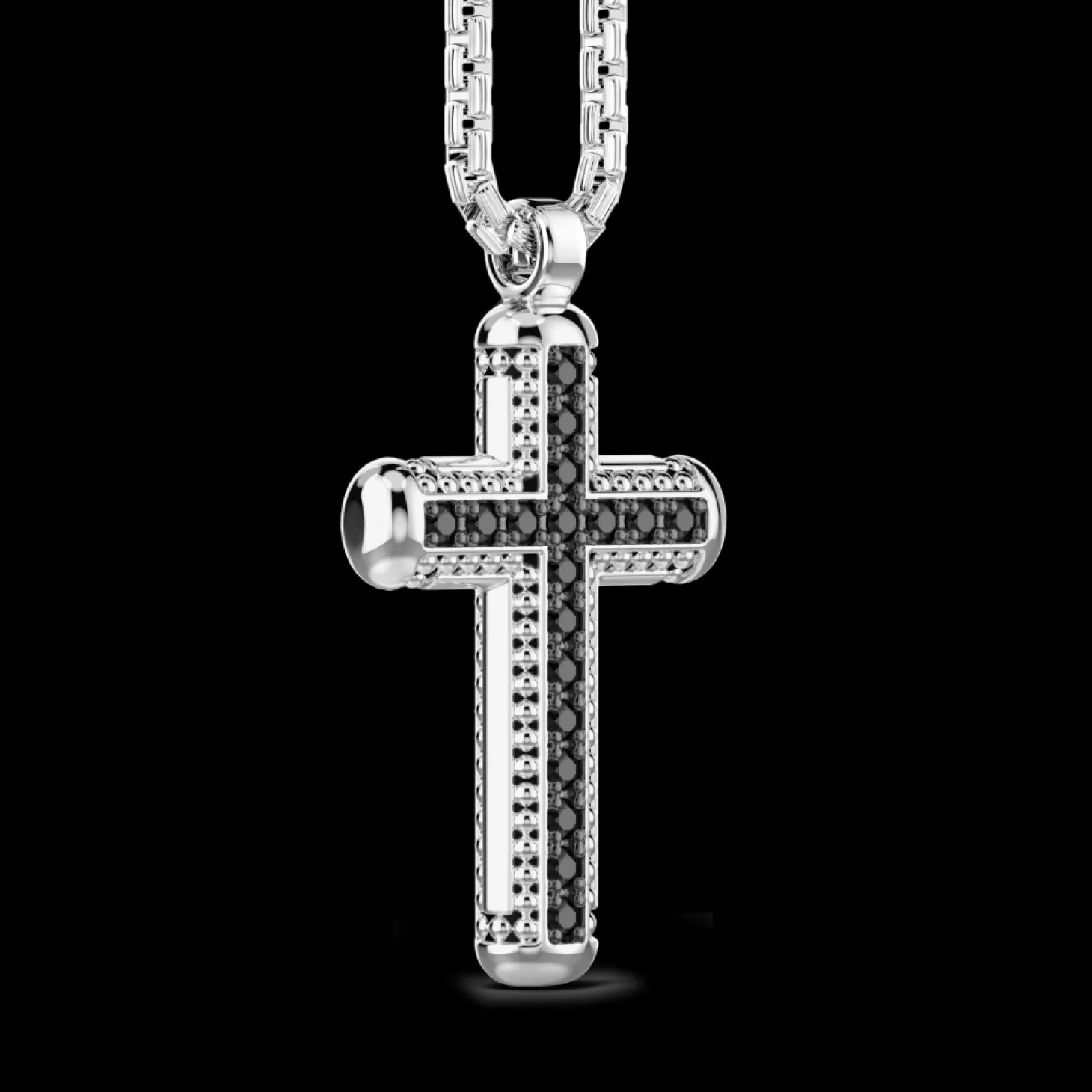 Zancan Gioielli Collana Zancan In Argento Con Pendente A Croce E Pietre Nere.> Collane