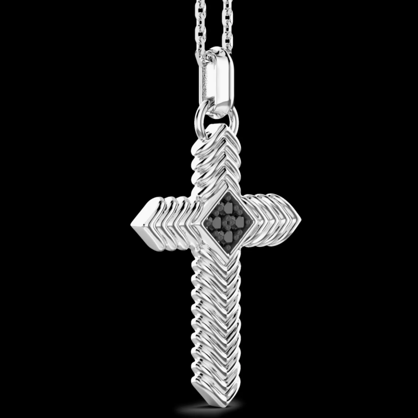 Zancan Gioielli Collana Zancan In Argento Con Pendente A Croce E Pietre Nere.> Collane