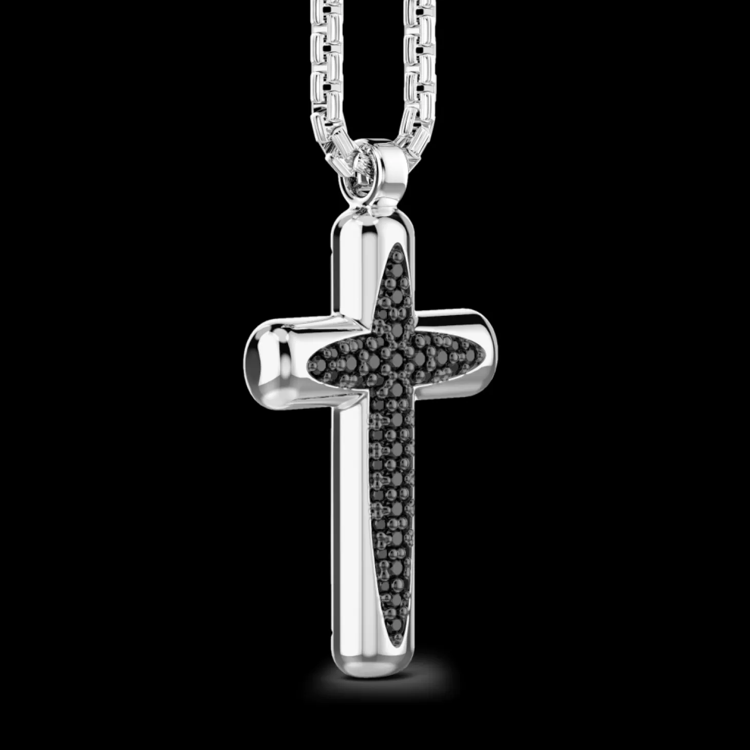 Zancan Gioielli Collana Zancan In Argento Con Pendente A Croce E Pietre Nere.> Collane