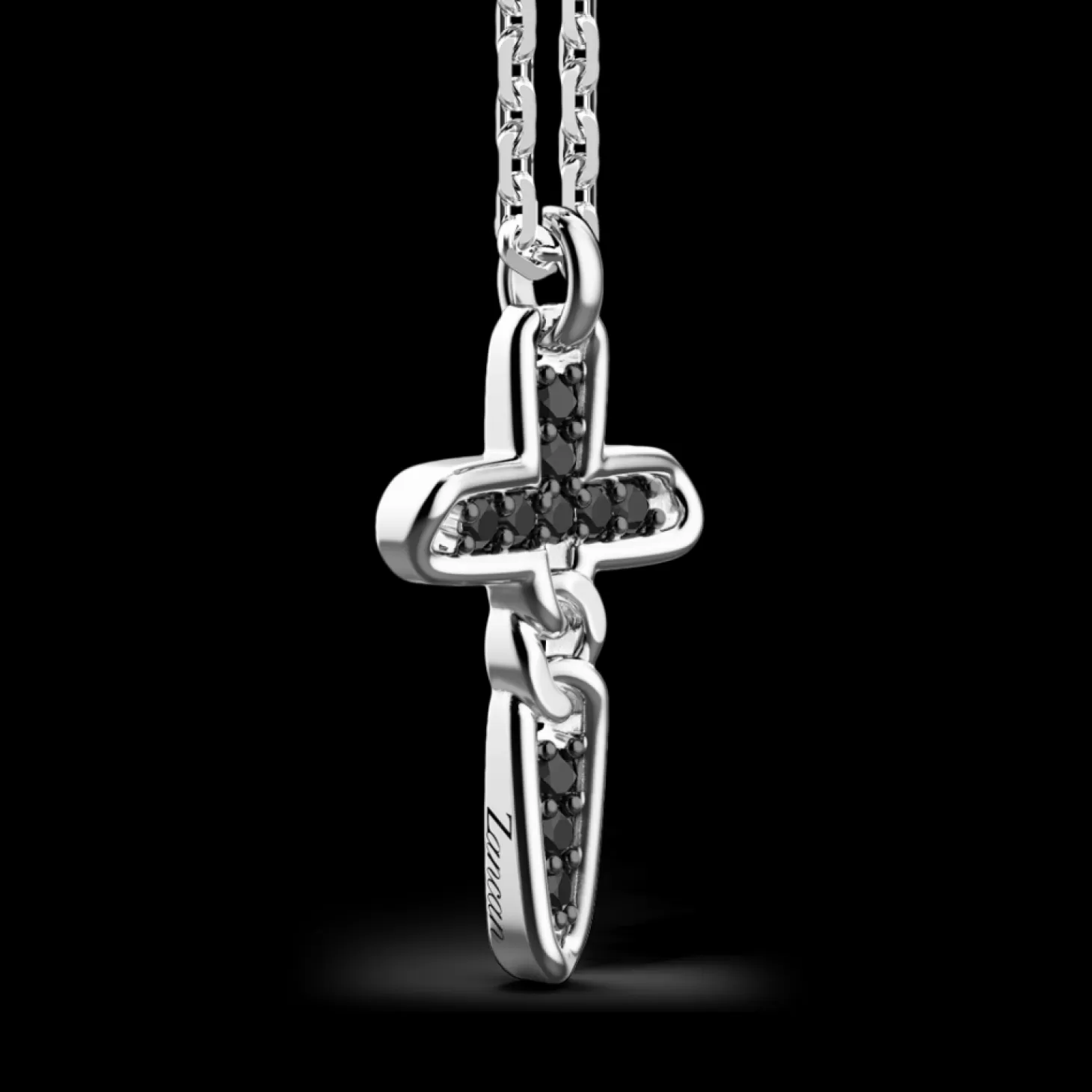 Zancan Gioielli Collana Zancan In Argento Con Pendente A Croce E Pietre Nere.> Collane