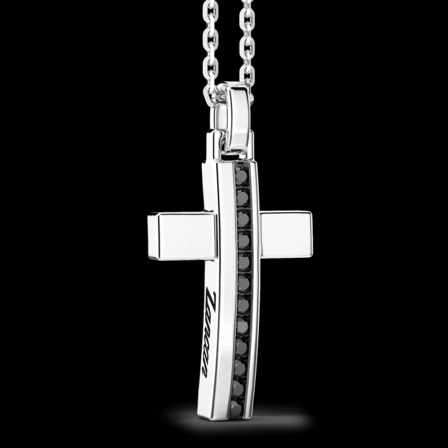 Zancan Gioielli Collana Zancan In Argento Con Pendente A Croce E Pietre Nere.> Collane