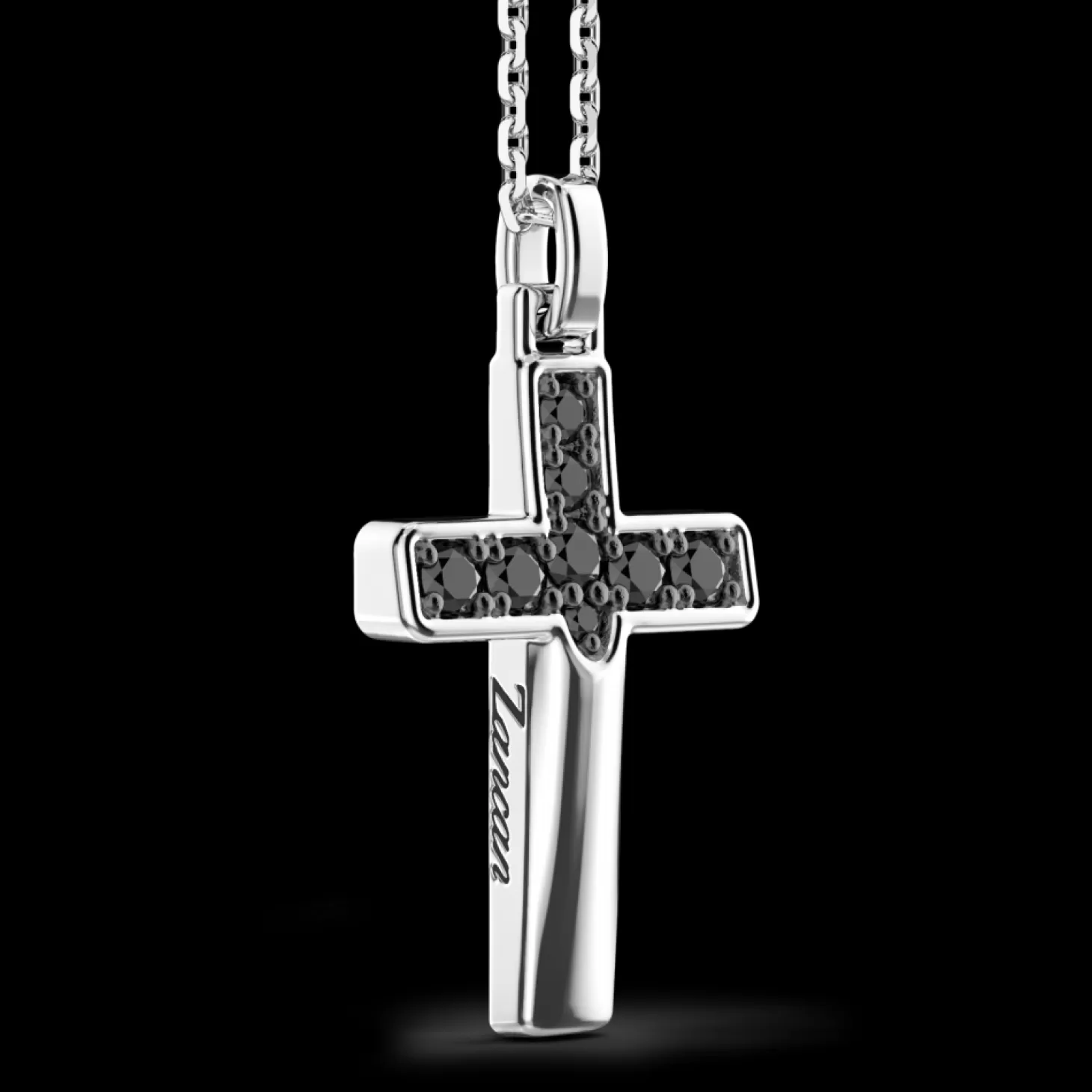 Zancan Gioielli Collana Zancan In Argento Con Pendente A Croce E Pietre Nere.> Collane