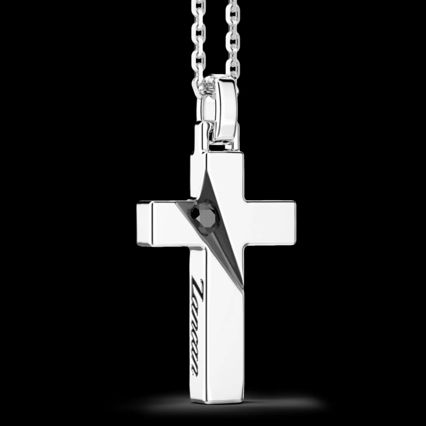 Zancan Gioielli Collana Zancan In Argento Con Pendente A Croce E Pietre Nere.> Collane