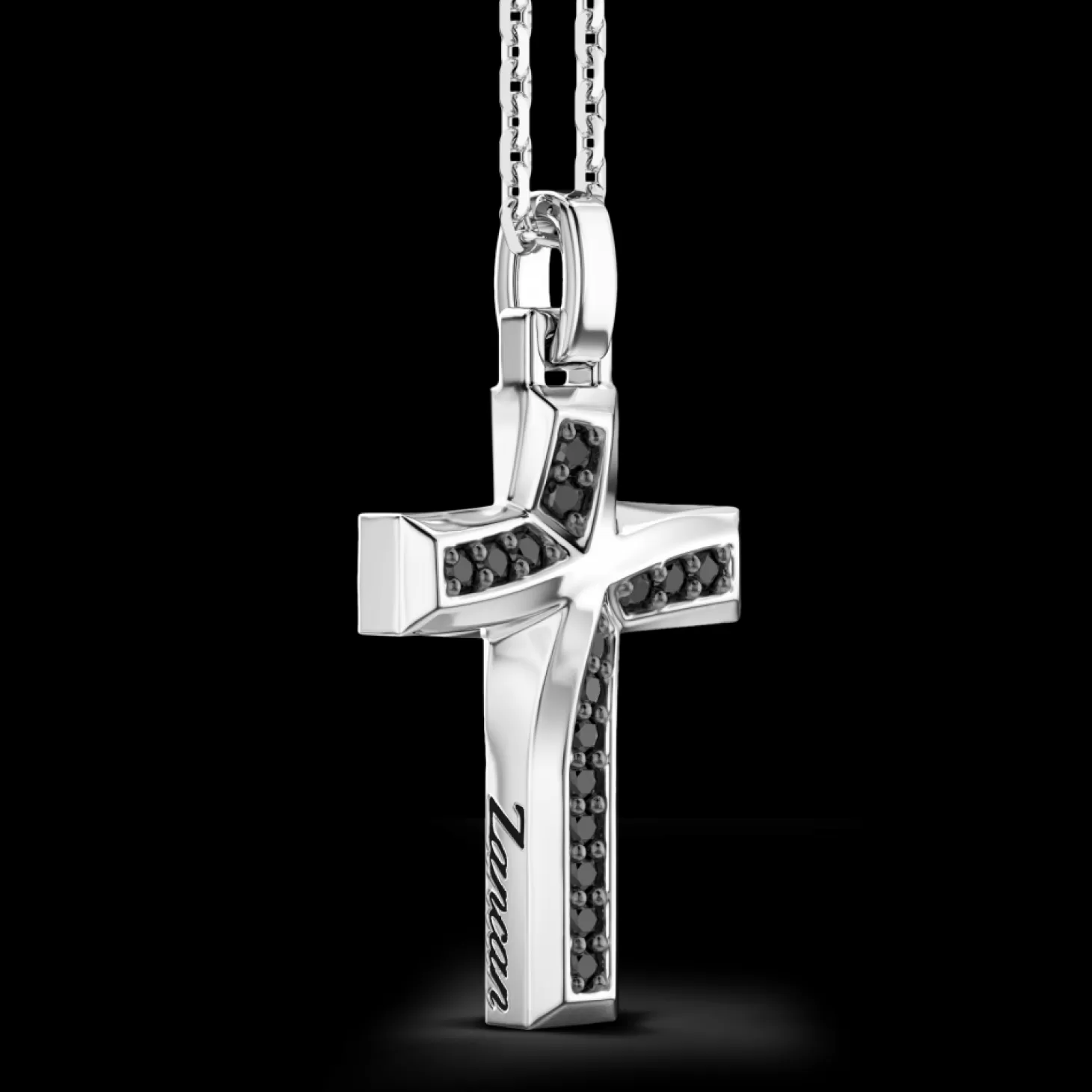Zancan Gioielli Collana Zancan In Argento Con Pendente A Croce E Pietre Nere.> Collane