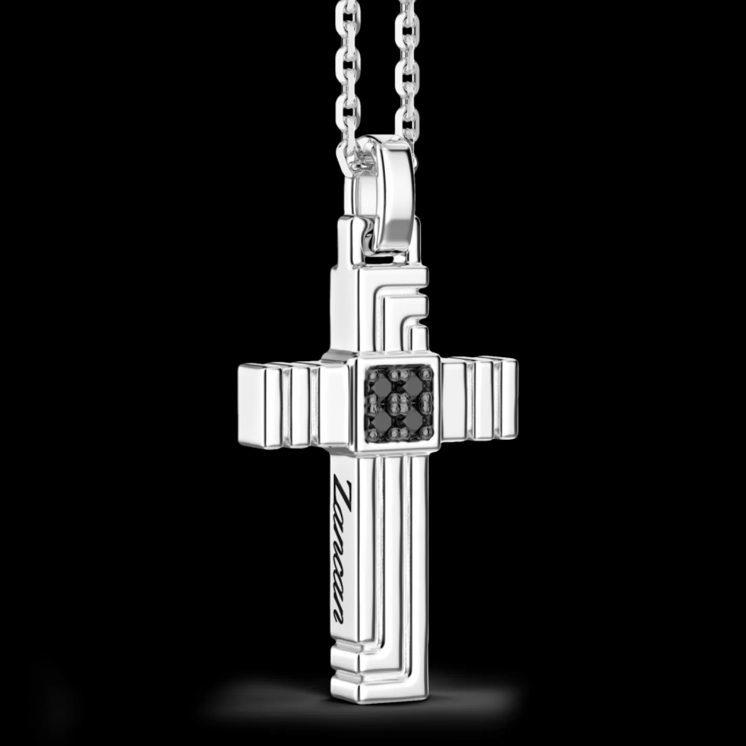 Zancan Gioielli Collana Zancan In Argento Con Pendente A Croce E Pietre Nere.> Collane