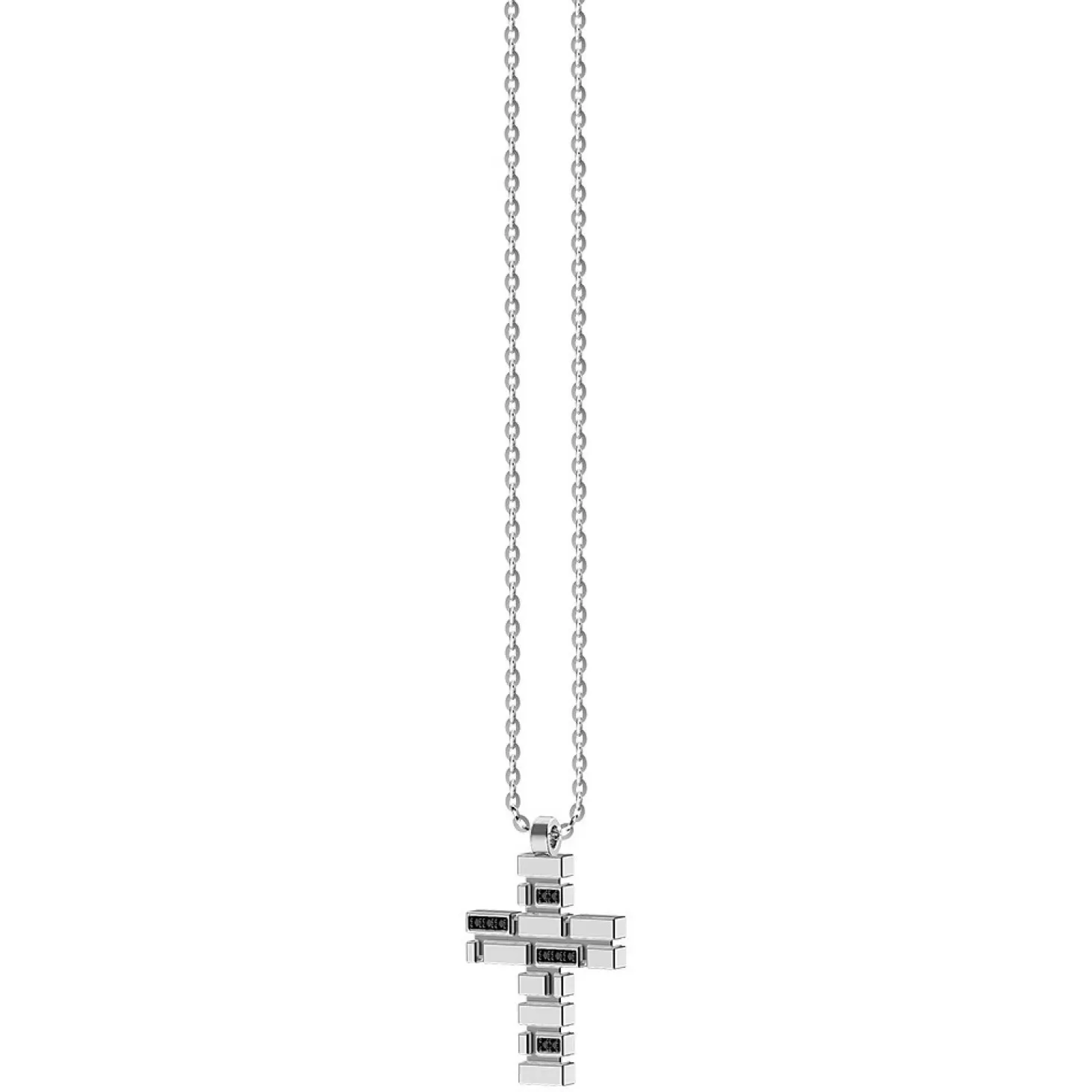 Zancan Gioielli Collana Zancan In Argento Con Pendente A Croce E Pietre Nere.> Collane