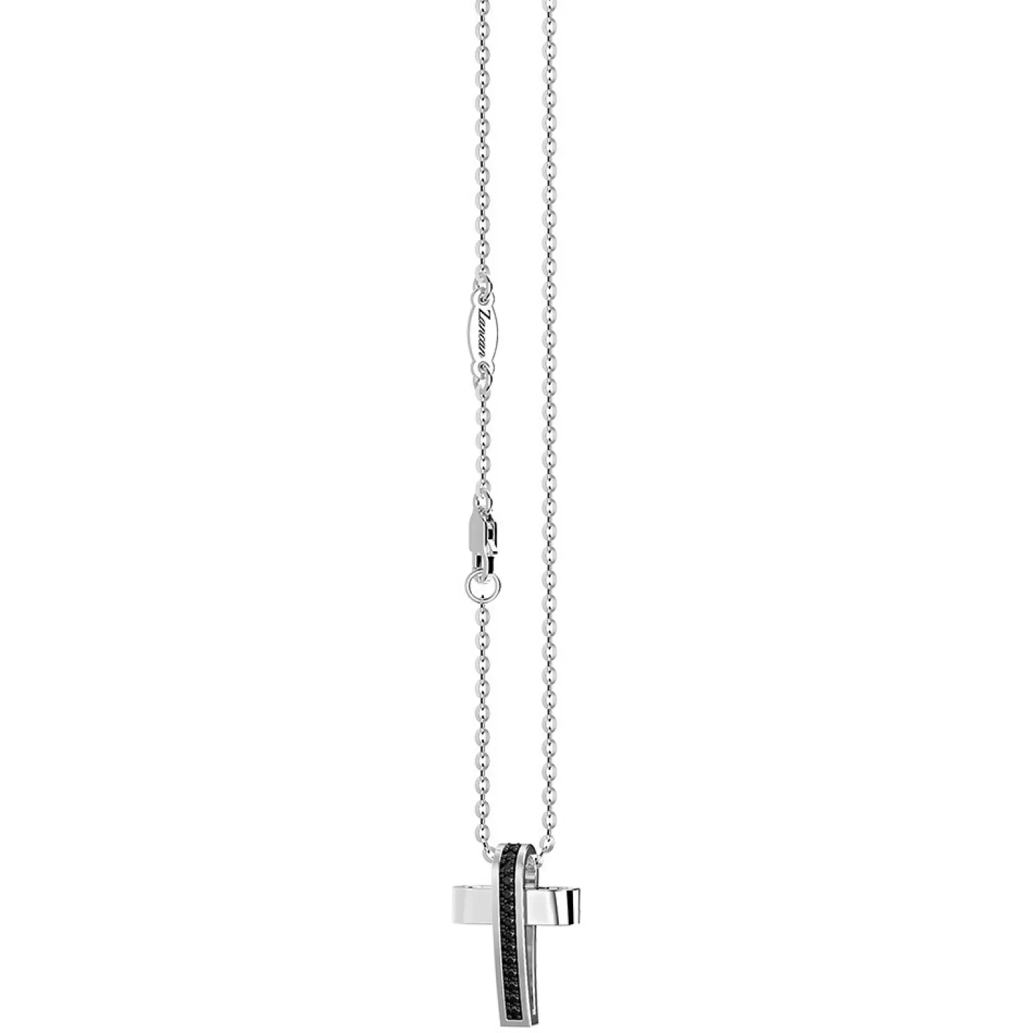Zancan Gioielli Collana Zancan In Argento Con Pendente A Croce E Pietre Nere.> Collane