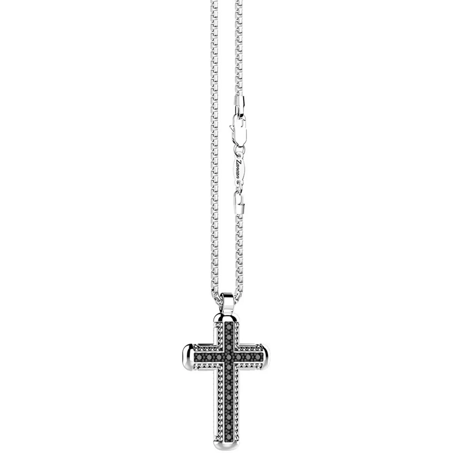 Zancan Gioielli Collana Zancan In Argento Con Pendente A Croce E Pietre Nere.> Collane