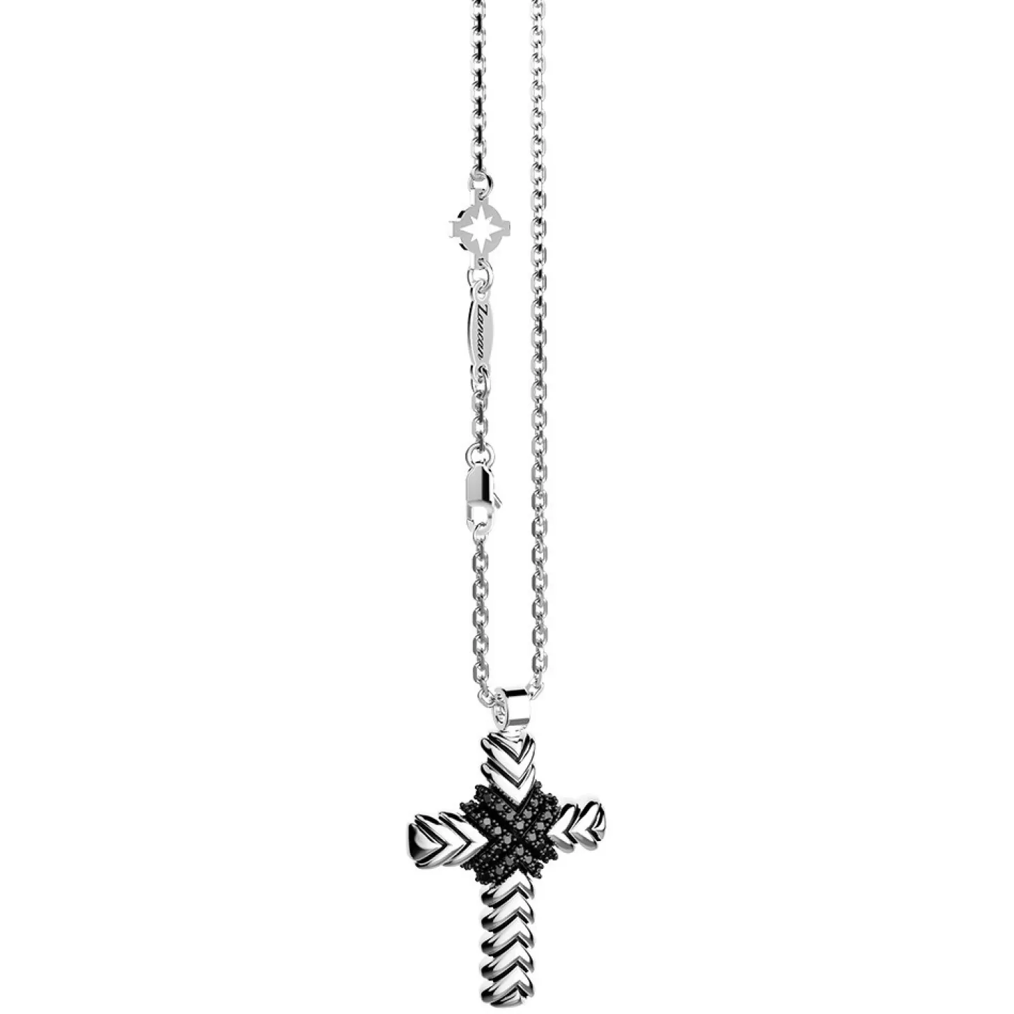 Zancan Gioielli Collana Zancan In Argento Con Pendente A Croce E Pietre Nere.> Collane