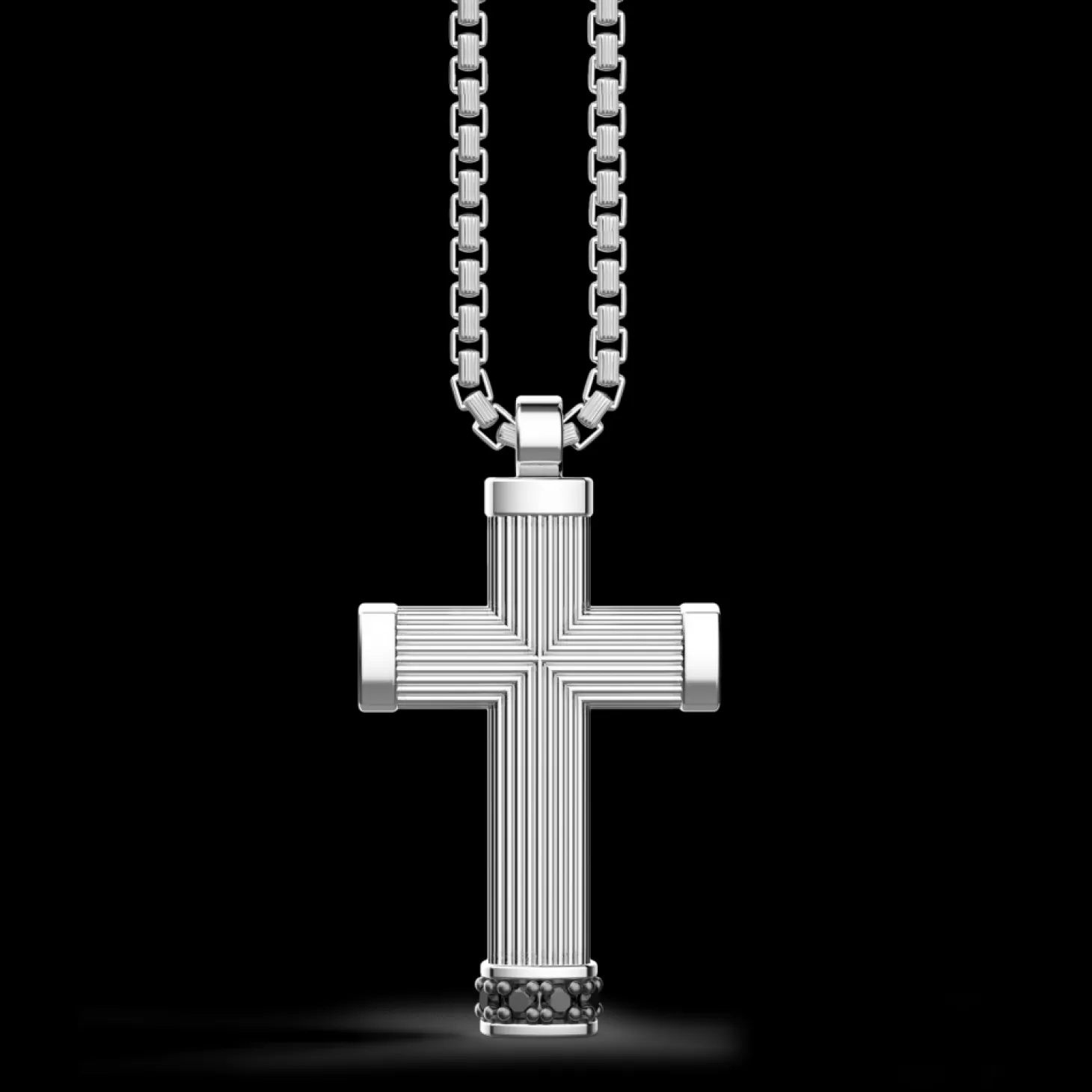 Zancan Gioielli Collana Zancan In Argento Con Pendente A Croce E Pietre Nere.> Collane