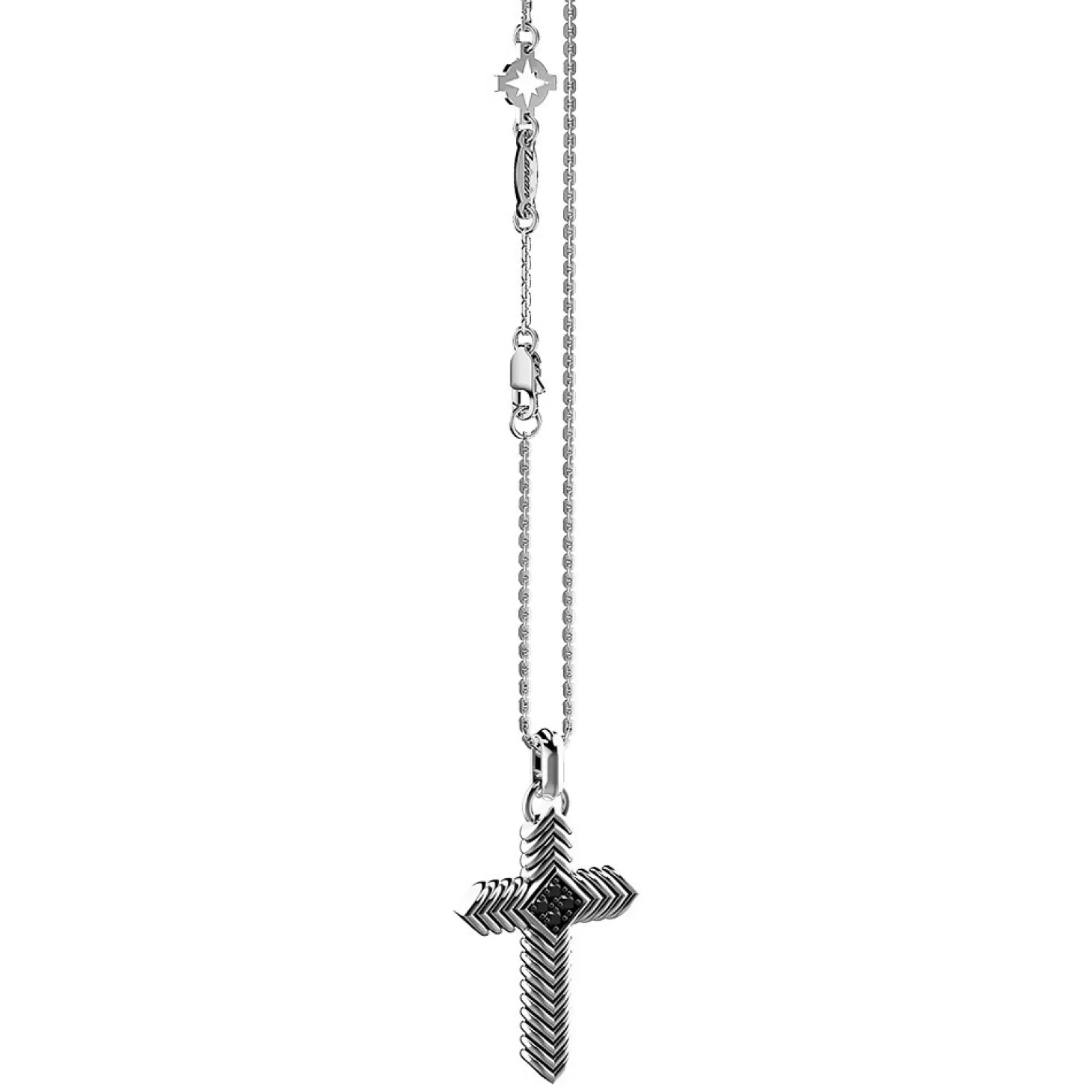 Zancan Gioielli Collana Zancan In Argento Con Pendente A Croce E Pietre Nere.> Collane