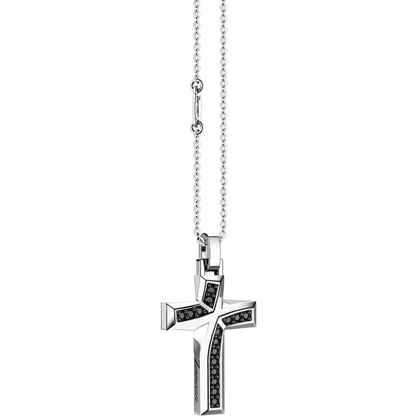 Zancan Gioielli Collana Zancan In Argento Con Pendente A Croce E Pietre Nere.> Collane