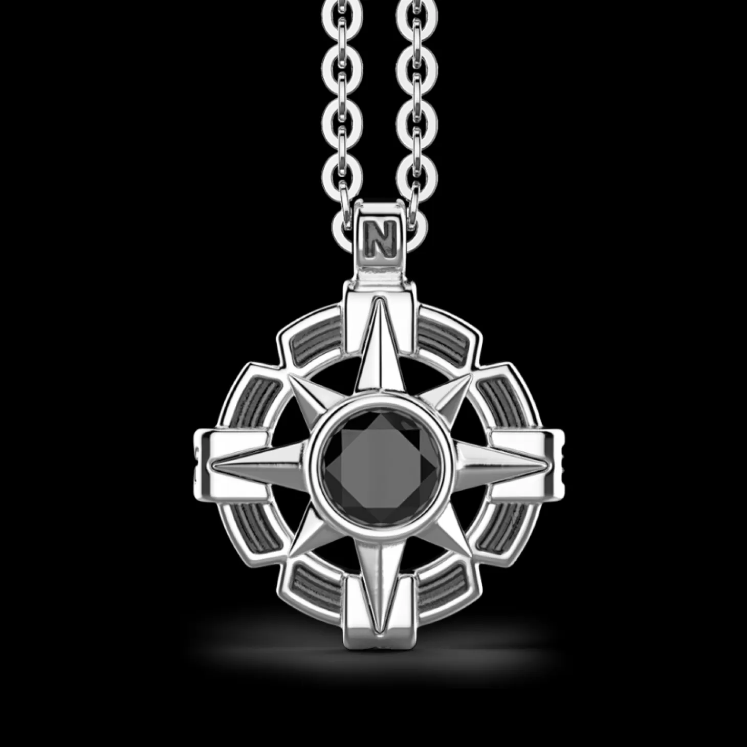 Zancan Gioielli Collana Zancan In Argento Con Pendente A Rosa Dei Venti E Pietra Nera.> Collane