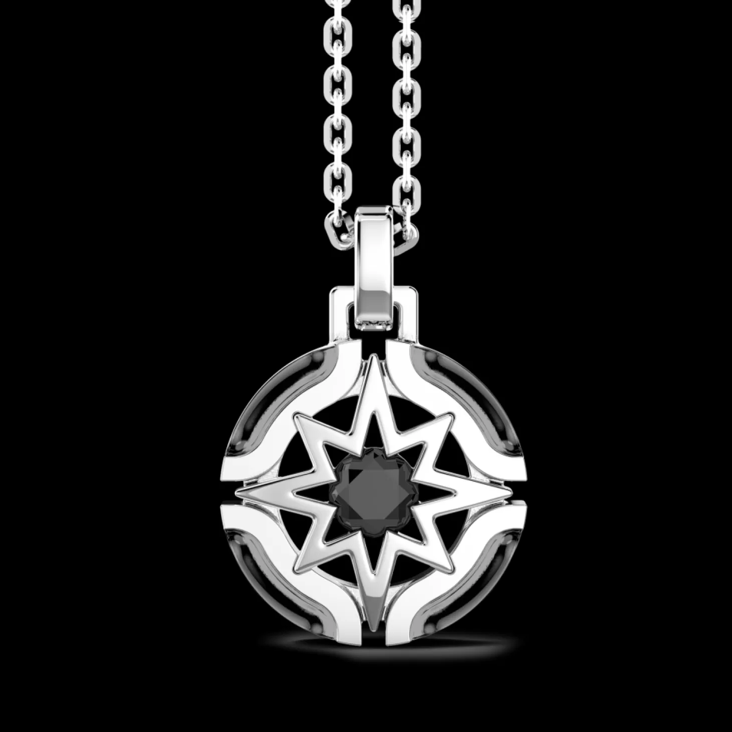 Zancan Gioielli Collana Zancan In Argento Con Pendente A Rosa Dei Venti E Pietra Nera.> Collane