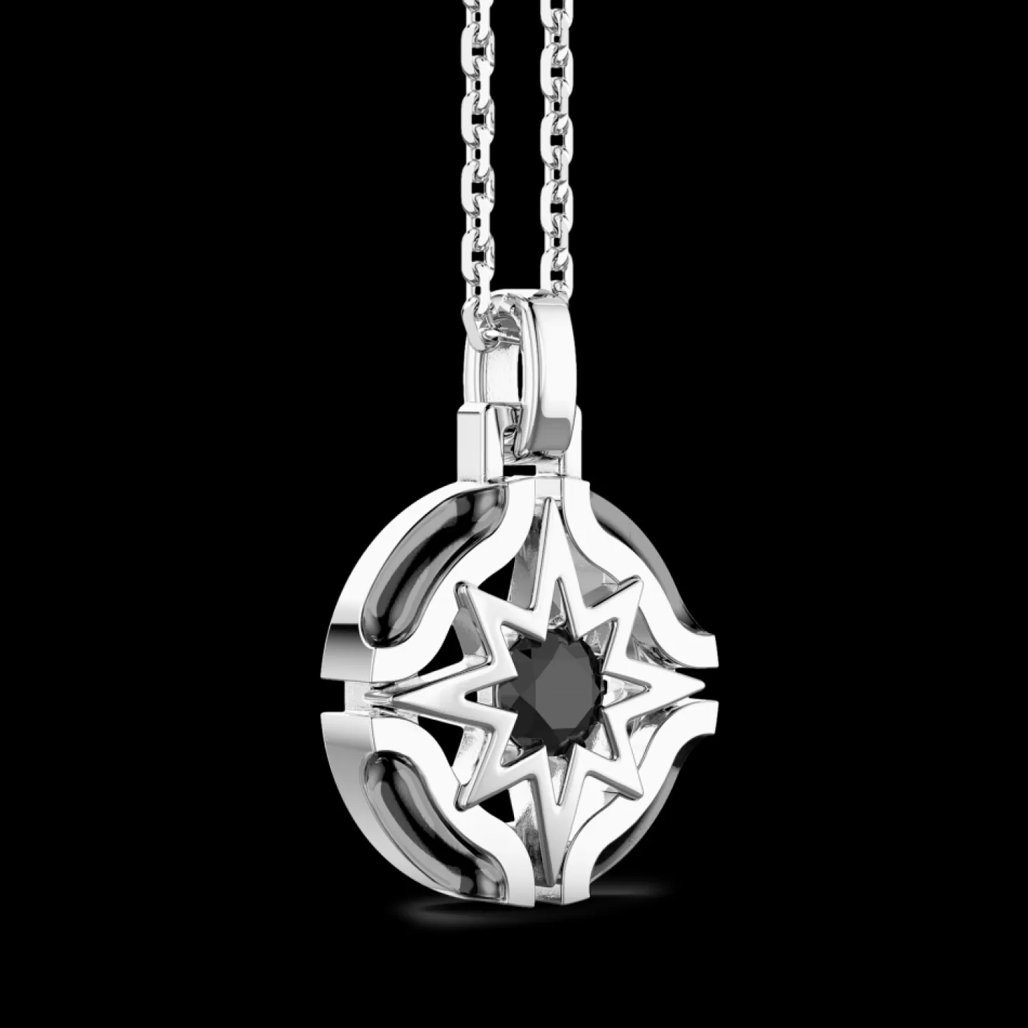 Zancan Gioielli Collana Zancan In Argento Con Pendente A Rosa Dei Venti E Pietra Nera.> Collane